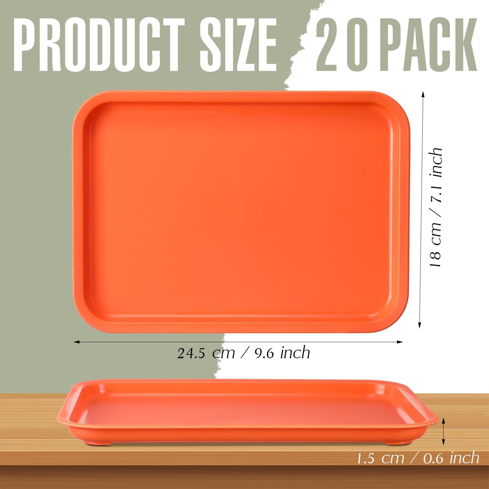 Sintuff 20 Pcs Plastic Fast Food Trays Bulk Colorful Cafeteria Trays Restaurant Serving Trays Grill Tray Rectangular Lunch Trays