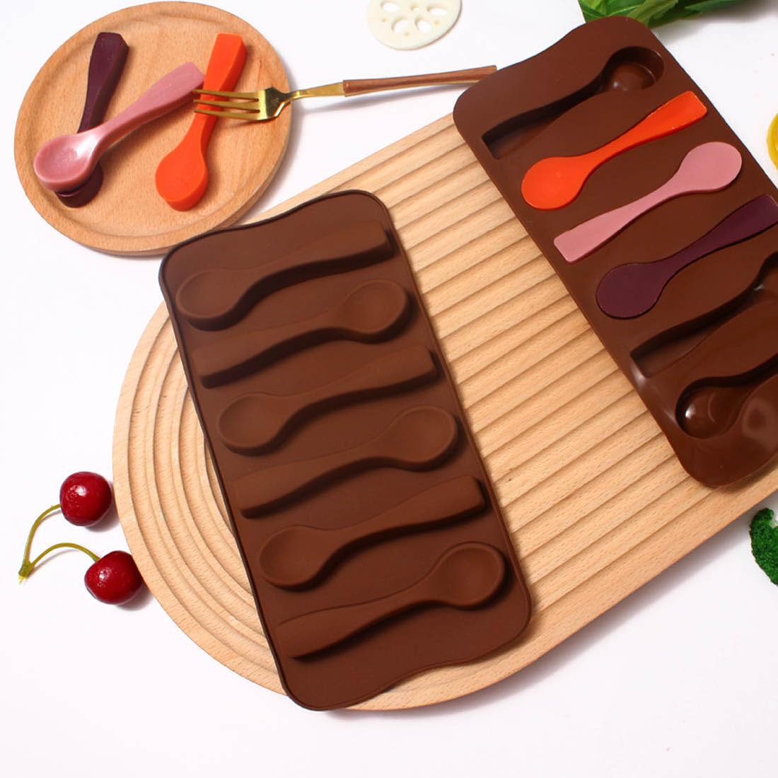 Wellyuk Silicone Spoon Ice Mold Tray Cupcake Muffin Baking Cup Mold Chocolate Soap Candle Cake Cookie For Kitchen Festival