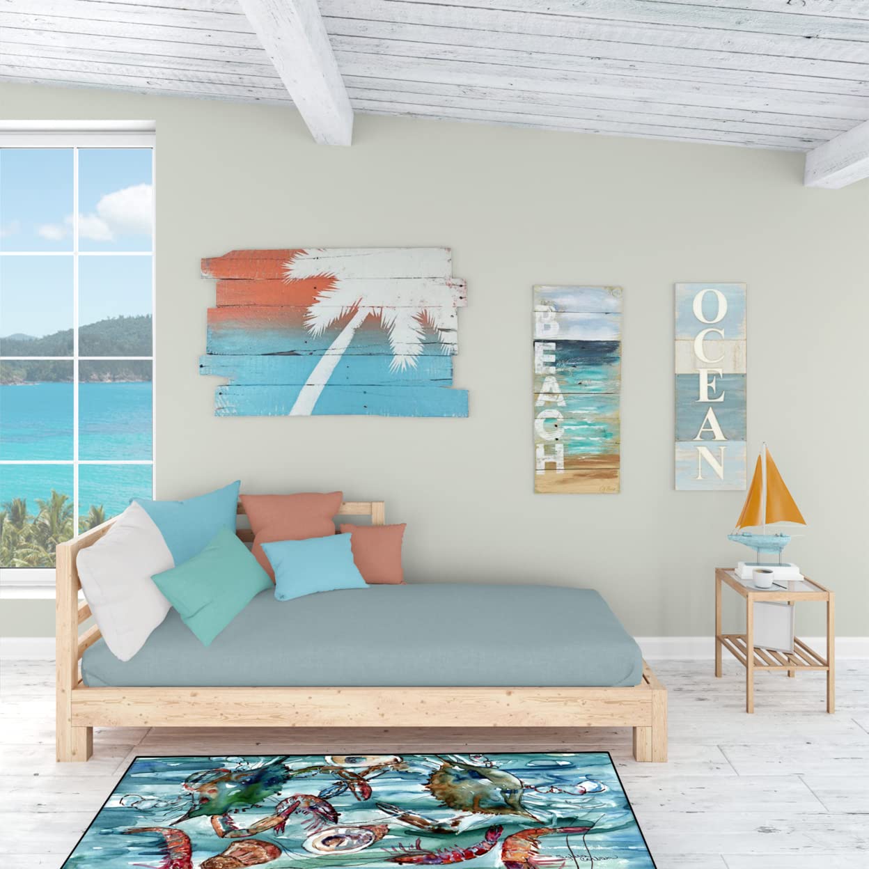 'Crabs  Shrimp and Oysters in Water Indoor or Outdoor Runner Mat 28x58 8944HRM2858''