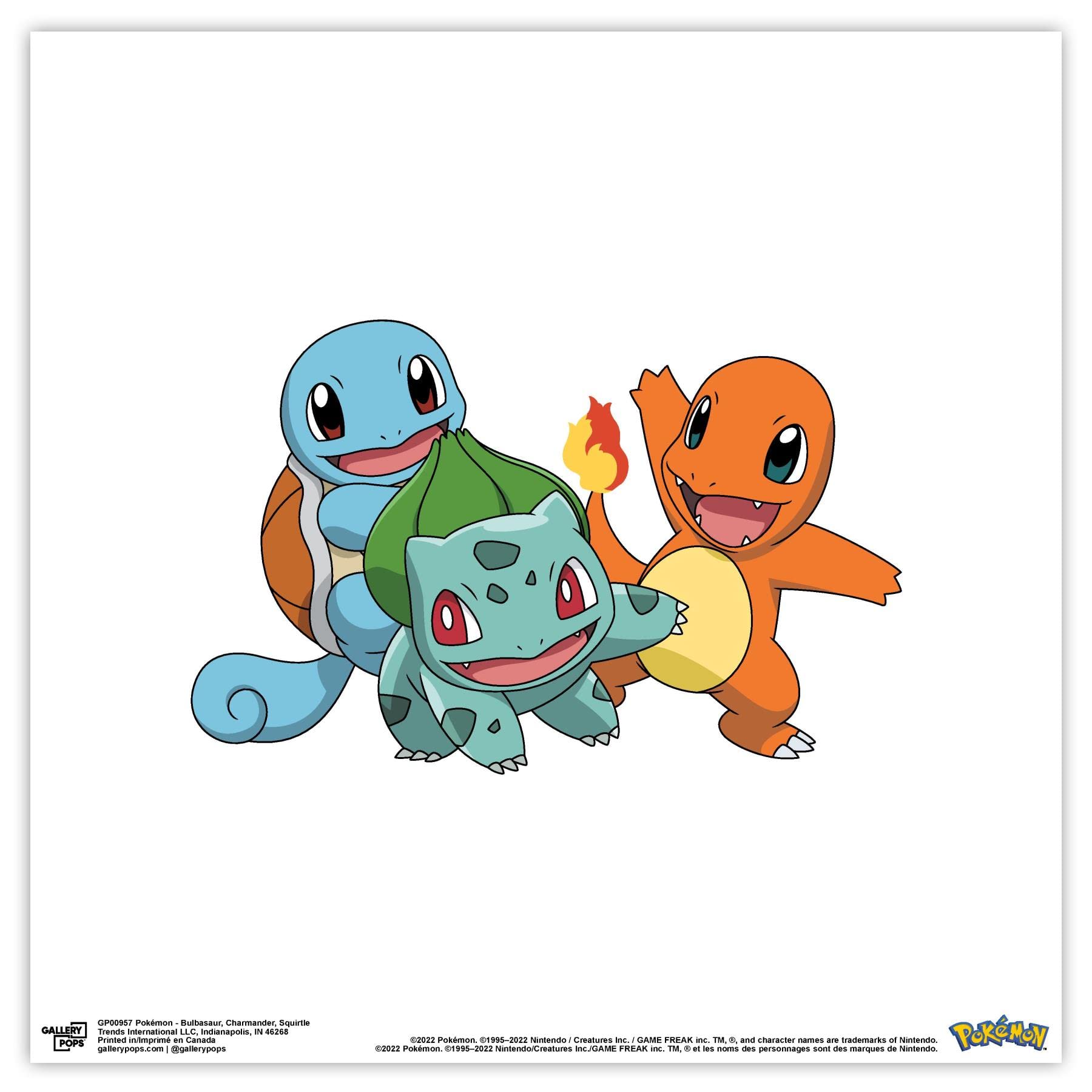 Trends International Gallery Pops Pokemon - Bulbasaur, Charmander, Squirtle Wall Art, Unframed Version, 12'' X 12''
