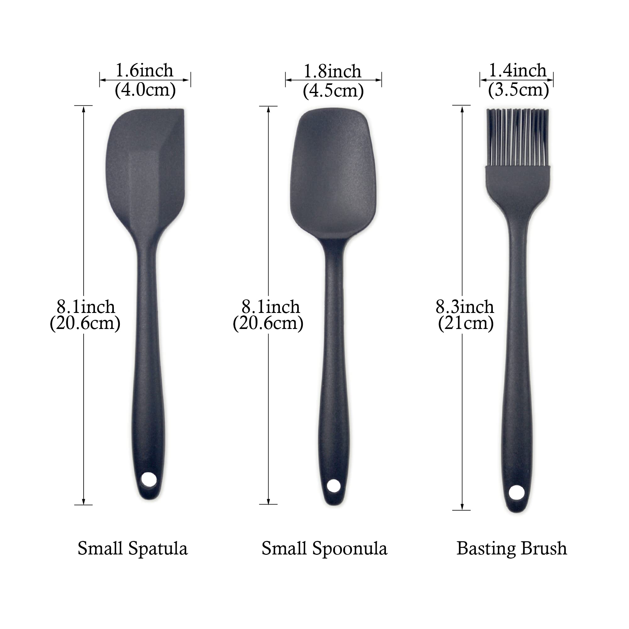 Rosymyth Silicone Spatula Set Of 6, Heat Resistant, Professional For Nonstick Cookware, Seamless And Bpa Free, Black