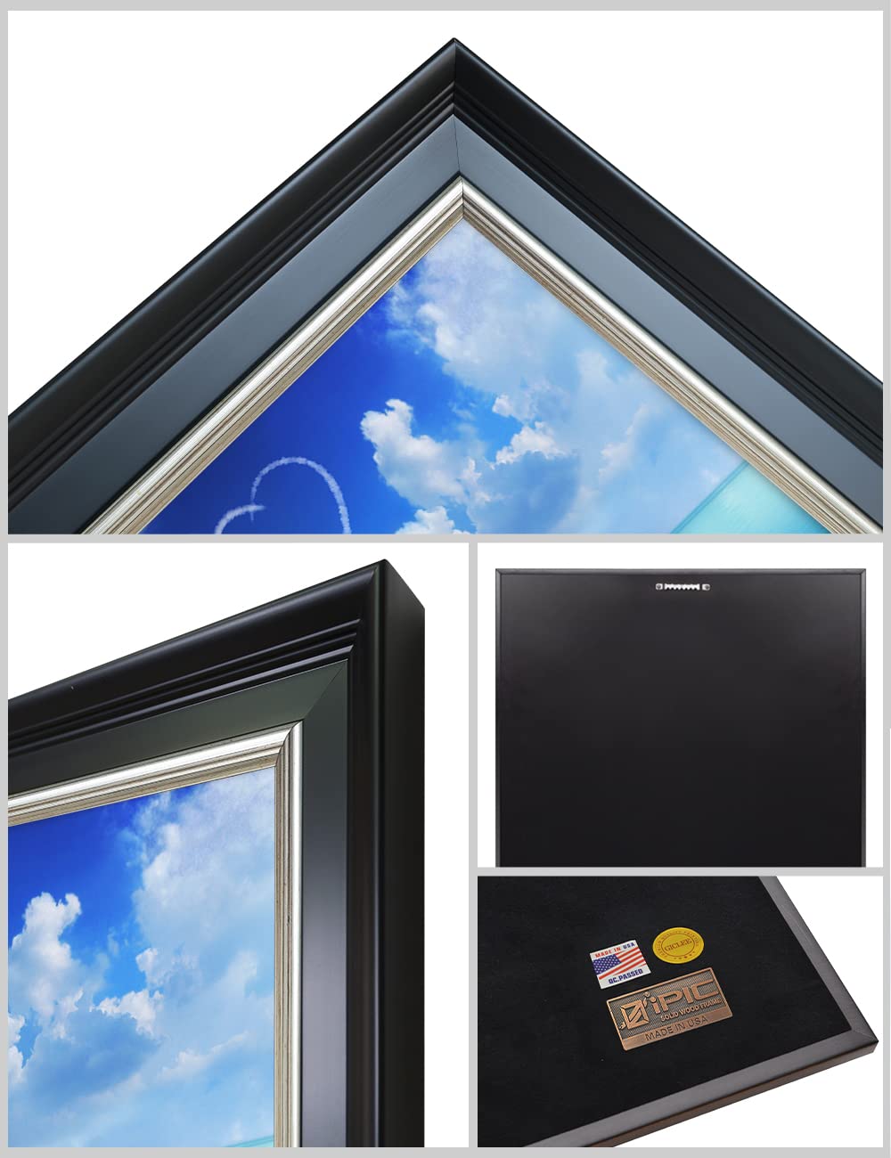 Ipic - Seaside Skywriting Personalized Framed Wall Art With Names And Date On, Giclee Prints Framed With Solid Wood, Custom Memo