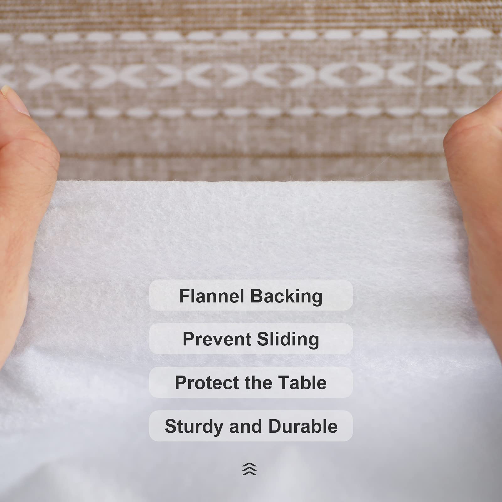 Vonabem 100% Waterproof Rectangle Pvc Tablecloth, Vinyl Table Cloth Cover With Flannel Backing Oil Spill Proof Wipeable Table Cl