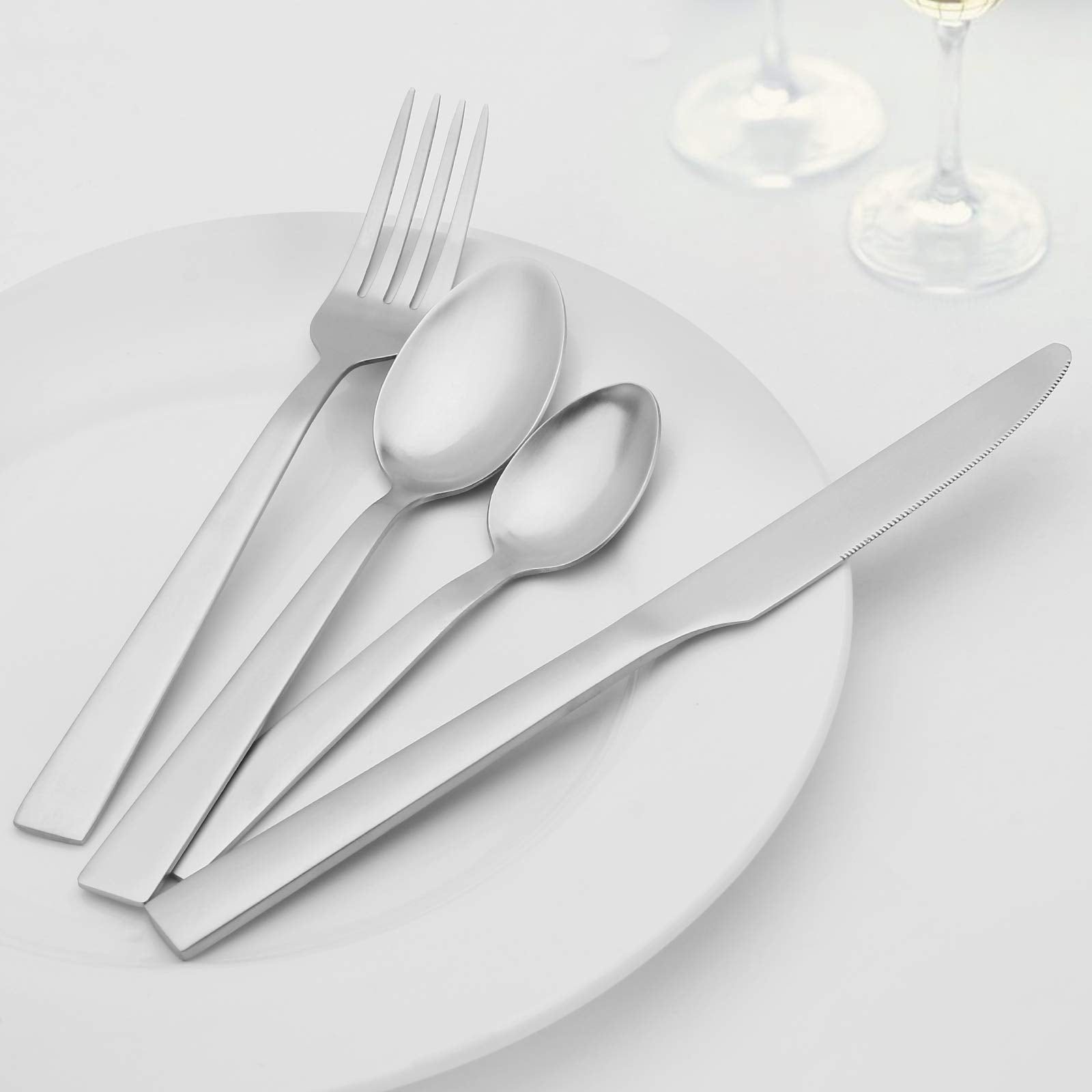 O.C.E. Matte Silverware Set, Stainless Steel Flatware Set, 20 Piece Tableware Cutlery Sets For Home Kitchen Restaurant, Service