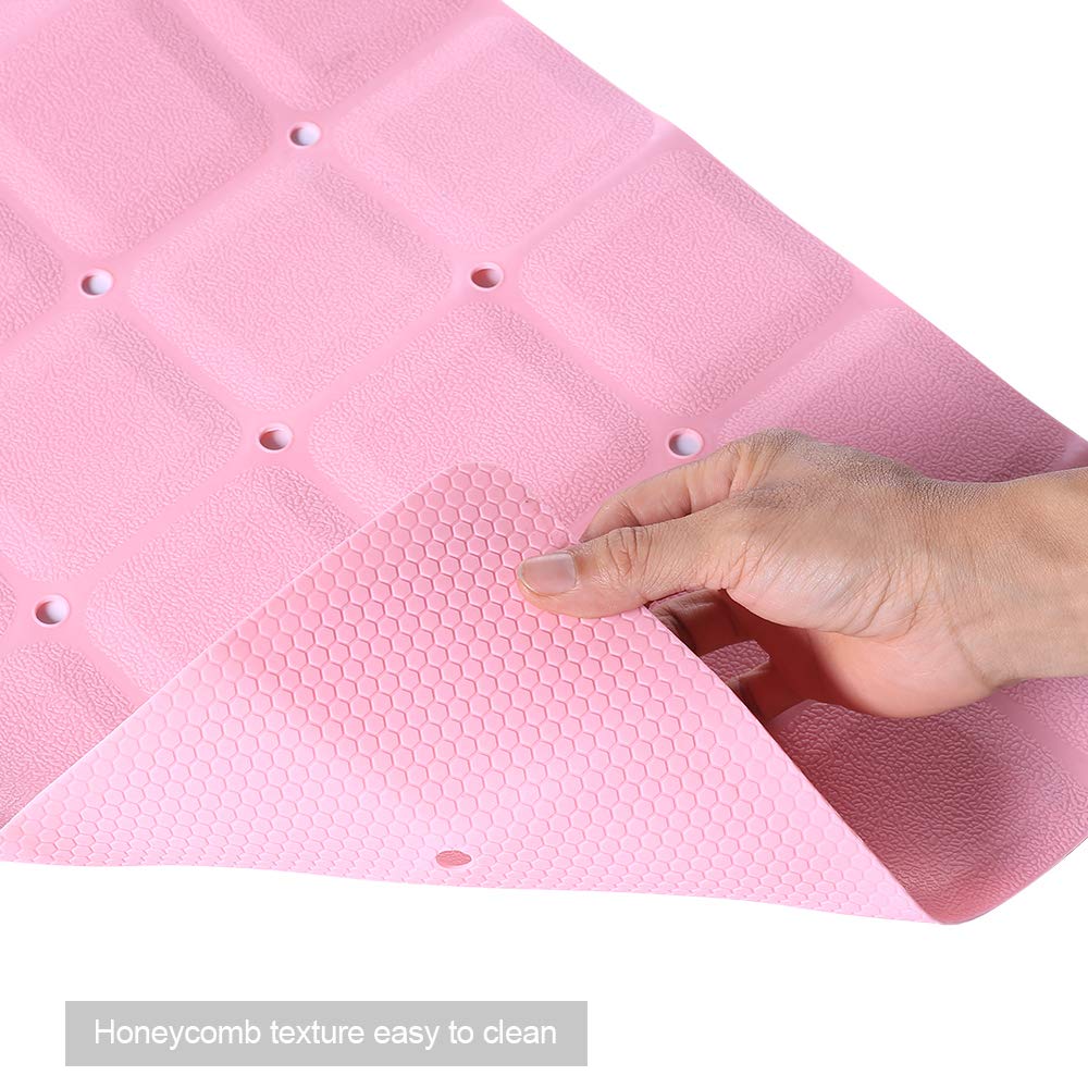 Webos Bathtub Mat Non Slip Soft Rubber Bathroom Bath No Suction Cups for Textured Tub Silicone Shower Bath Tub Mat(Pink  28-inch x 14-inch)