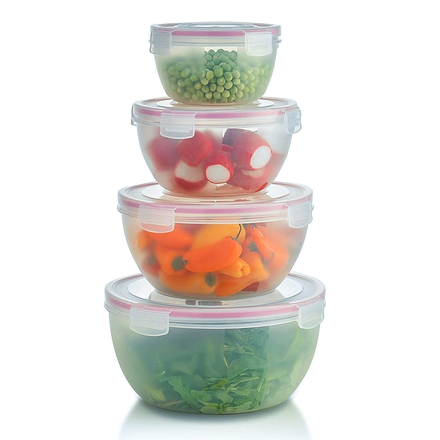 Komax Biokips Mixing Bowls With Lids Set - Multi-Use, Stackable Airtight Food Storage Containers - Bpa-Free Salad Bowls With Lid