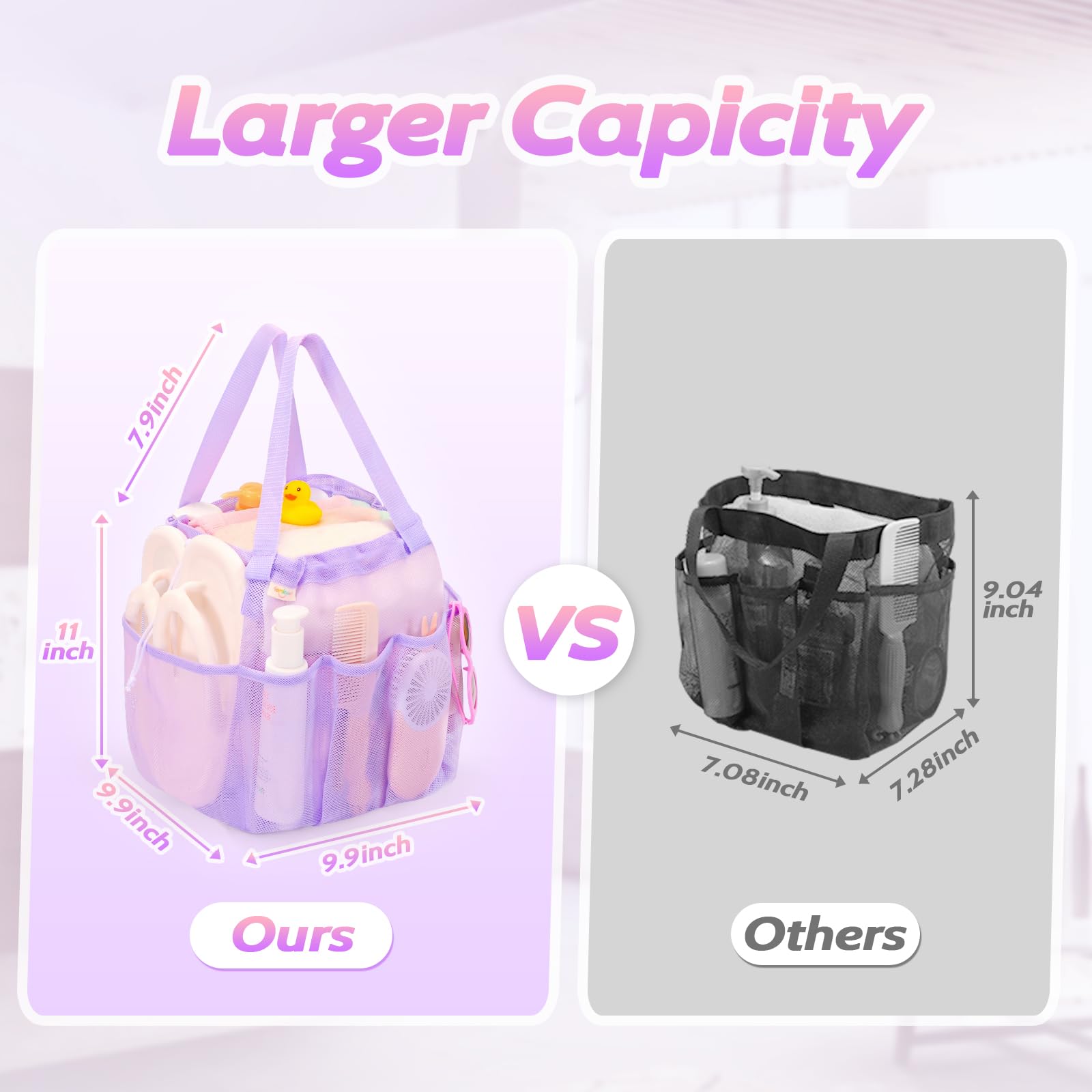 Famichan Mesh Shower Caddy Portable With Drawstring, Dorm Room Essentials For College Students Girl & Boy, Larger Shower Bag For