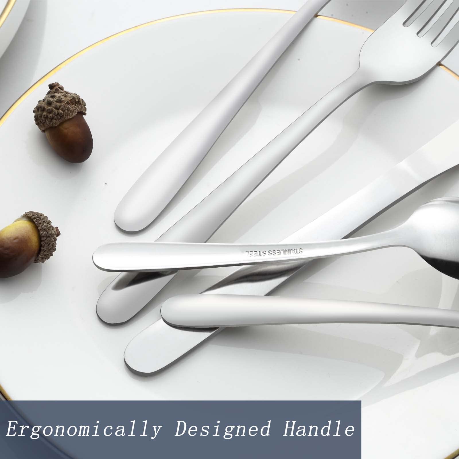 Gymdin 24 Pieces Spoons And Forks Set, Food Grade Stainless Steel Flatware Cutlery Set, Silverware Forks And Tablespoon For Home