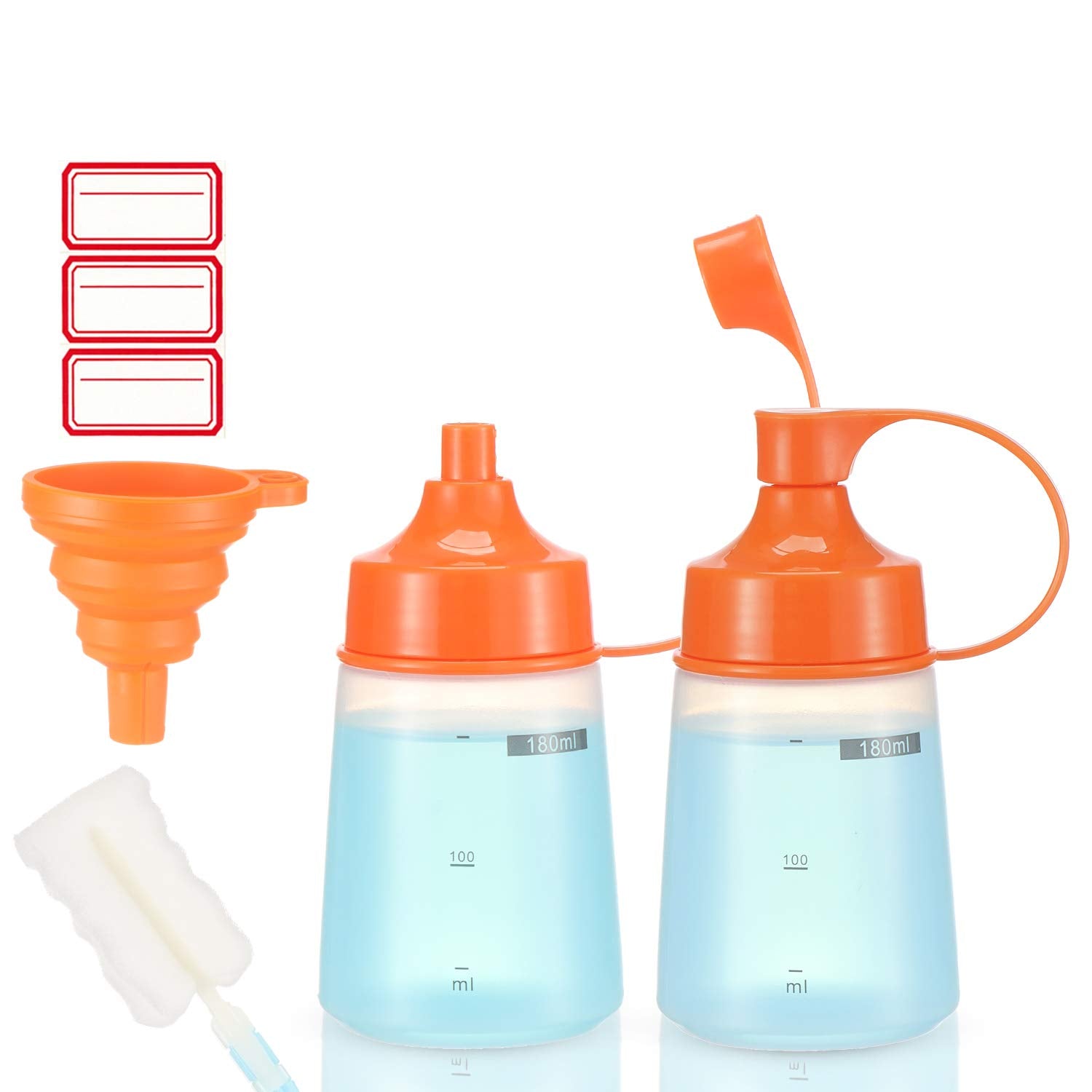 Ondiomn Condiment Squeeze Bottle Wide Mouth, 2 Pack 180Ml Empty Reusable Squeeze Bottles For Honey,Batter,Catsup,Onion,Resin,Bak