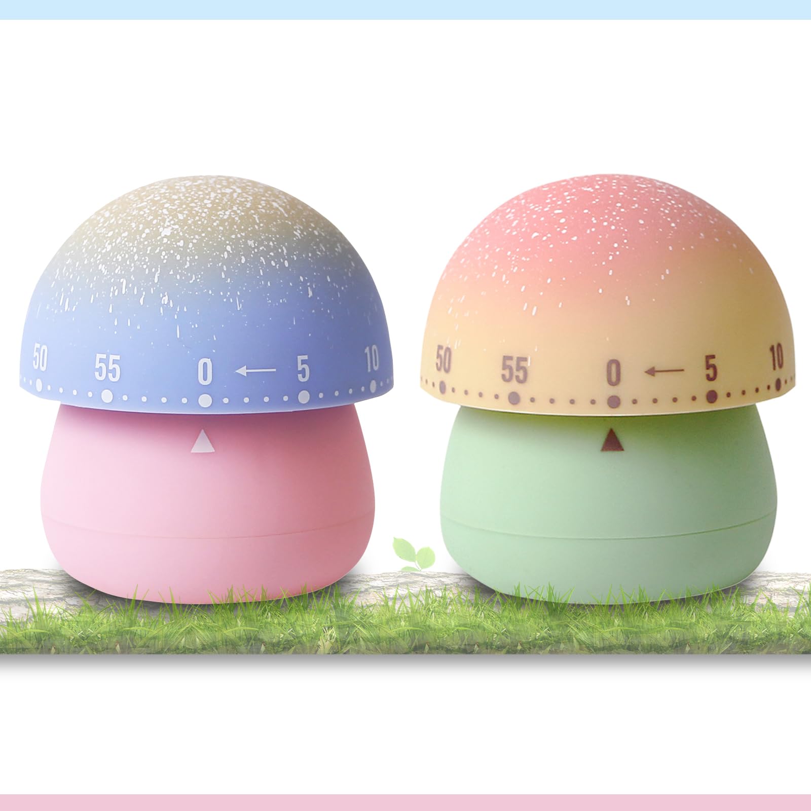 Ele Depi 2 Pack Cute Kitchen Timer,100% Mechanical Egg Timer For Kids,60 Minutes Wind Up Timer For Cooking/Reading/Do Sports. (M