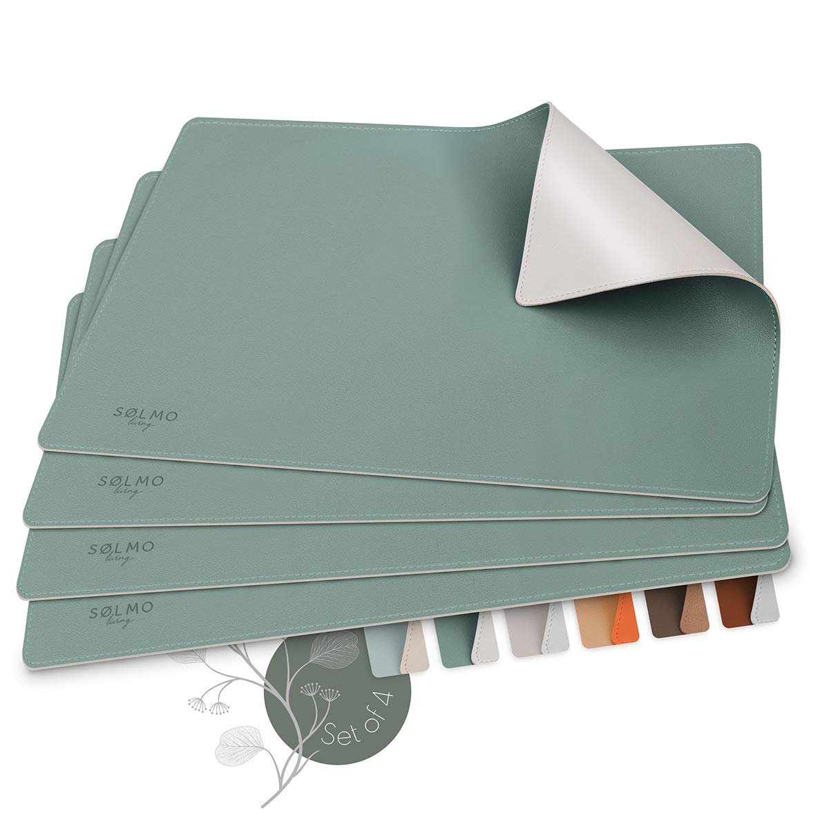 Slmo I Designer Place Mat Made Of Pu Leather, 44 X 32 Cm, Heat-Resistant, Two-Tone, Wipe-Clean, Leather Place Mat, Children'S Pl