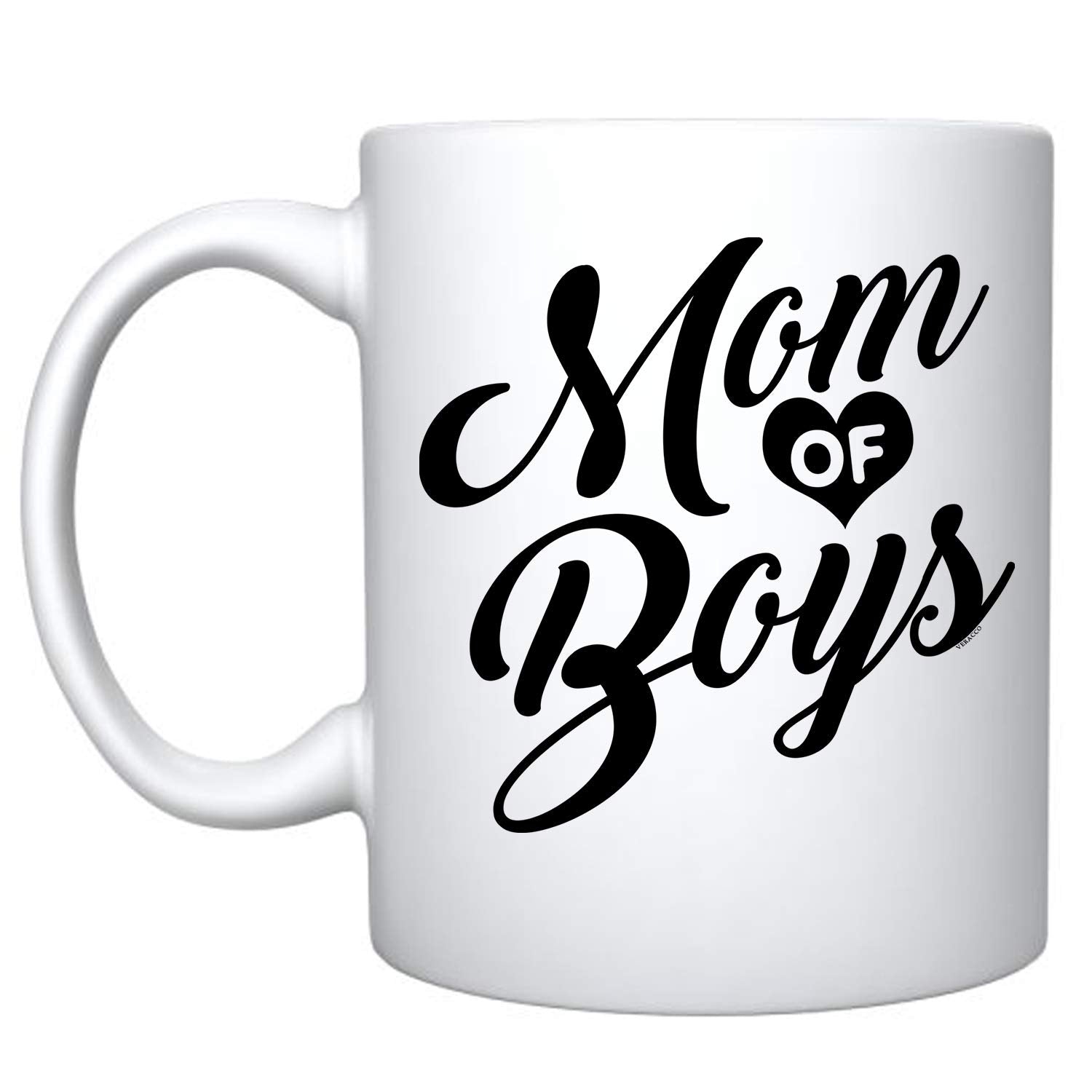 Veracco Mom Of Boys Coffee Mug Gifts For Her Birthday Mothers Day (White, Ceramic)