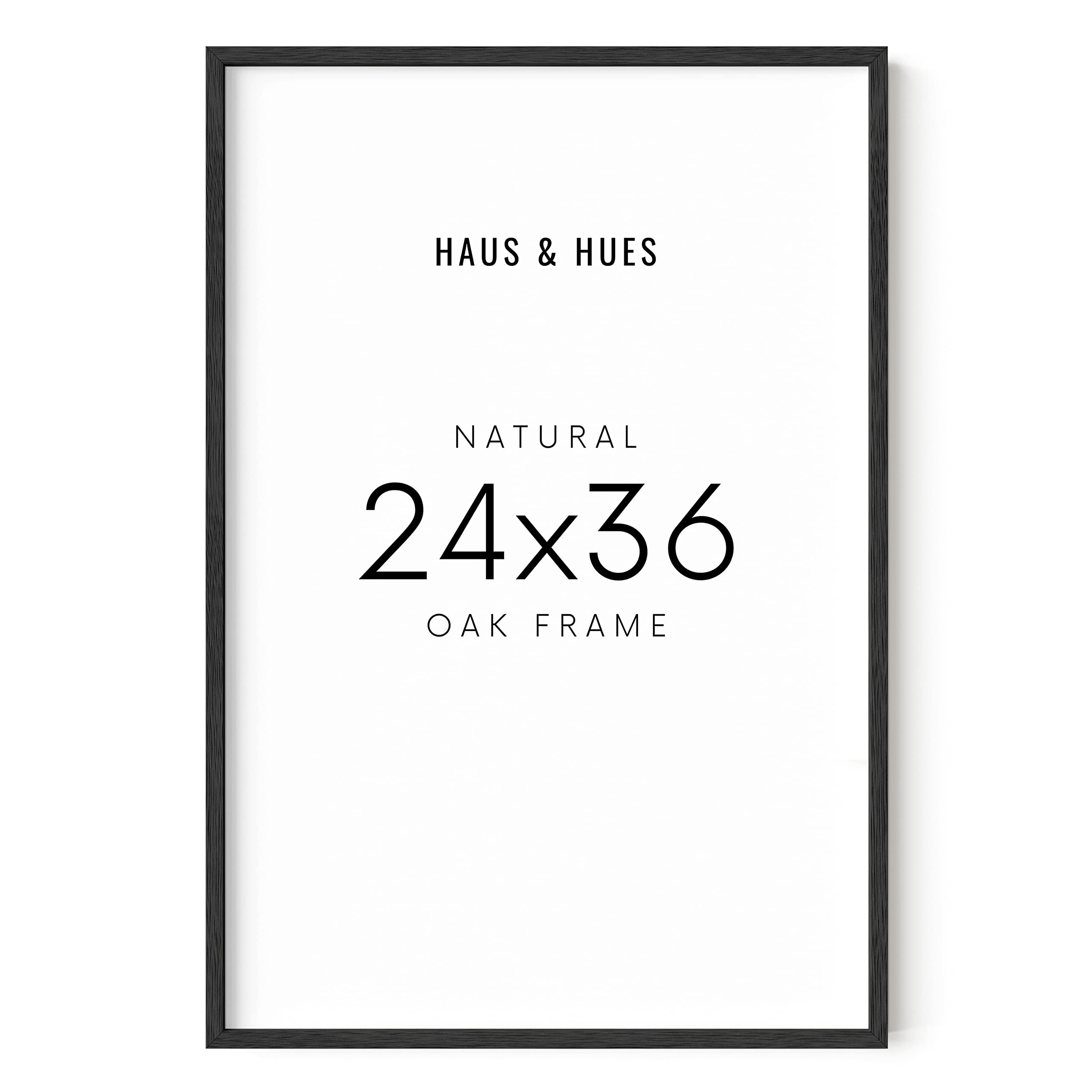 Haus And Hues 24X36 Black Oak Wood Frames Set Of 1 - 24X36 Picture Frames For Wall, 24X36 Black Picture Frame, Poster Frame 24X3
