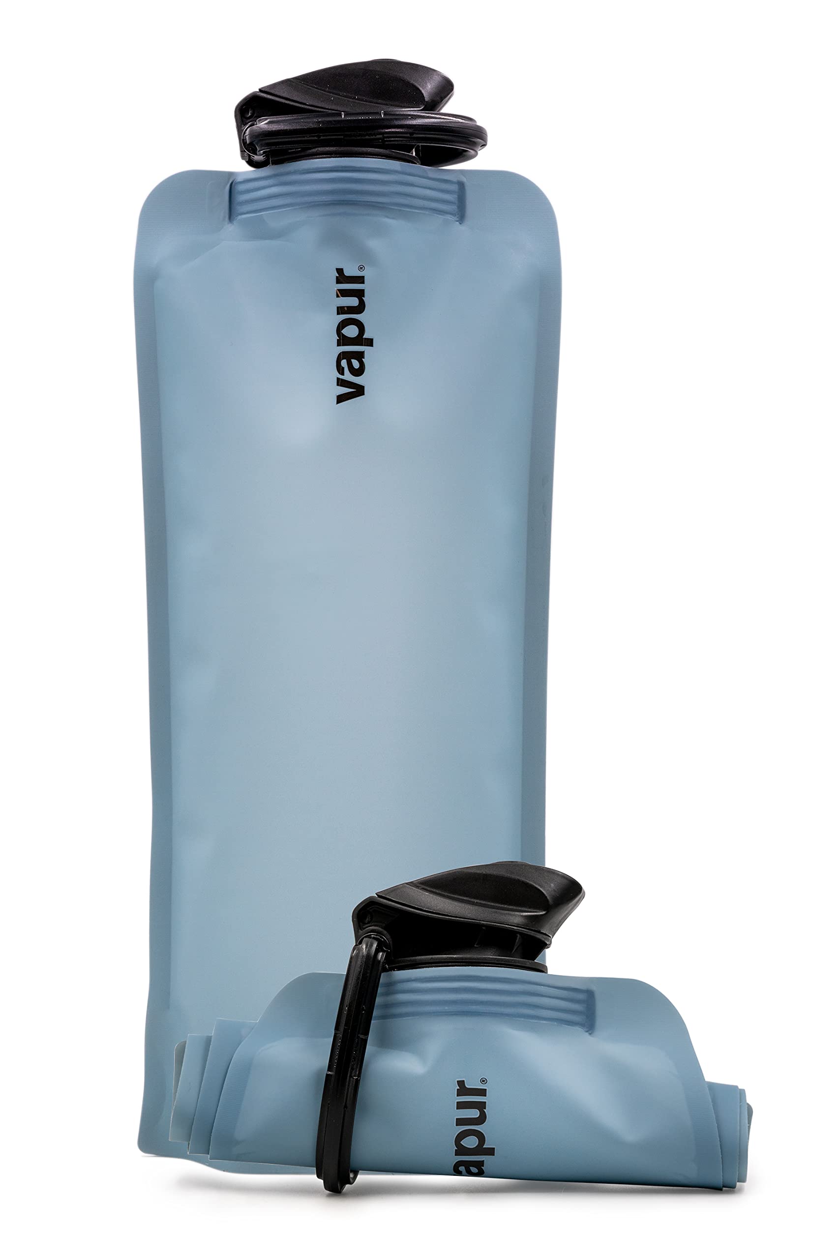 Vapur Flexible  Collapsible Wide Mouth Anti-Bottle with Detachable Carabiner  34 Ounce  Blue Steel  Pack of 1