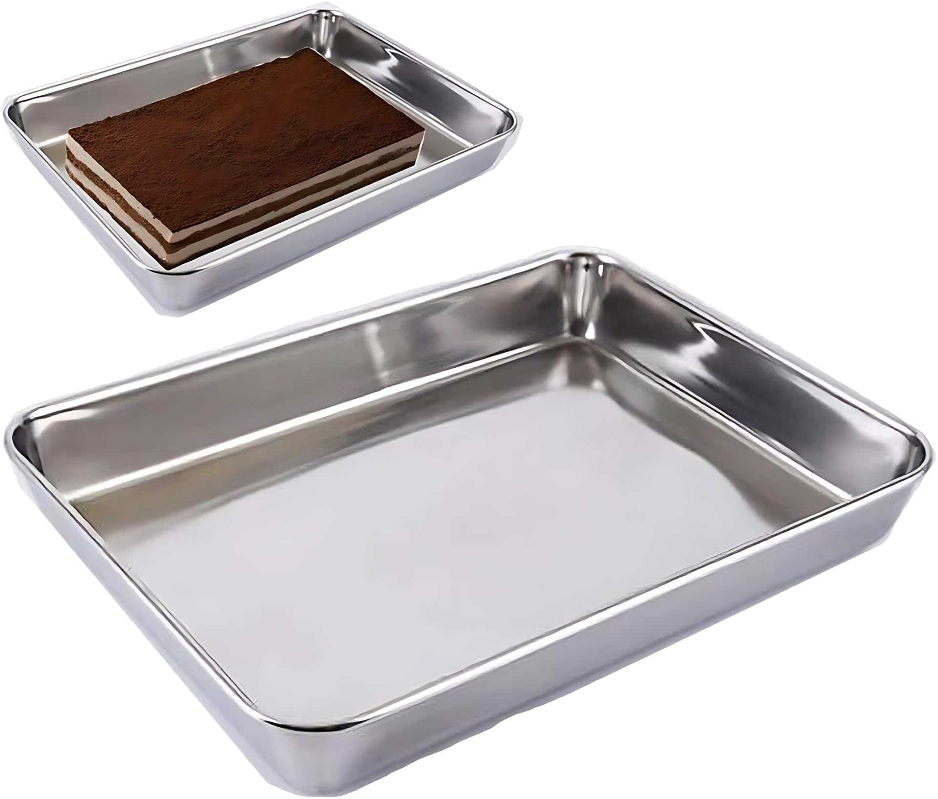 Baking Cookie Sheets Pans Jelly-Roll Pans Roasting Pan Stainless Steel Baking Pans Tray Cookie Sheet Nonstick Toaster Oven Baking Sheet Pans  Easy Clean & Dishwasher Safe (16.2'' x 12.6'')