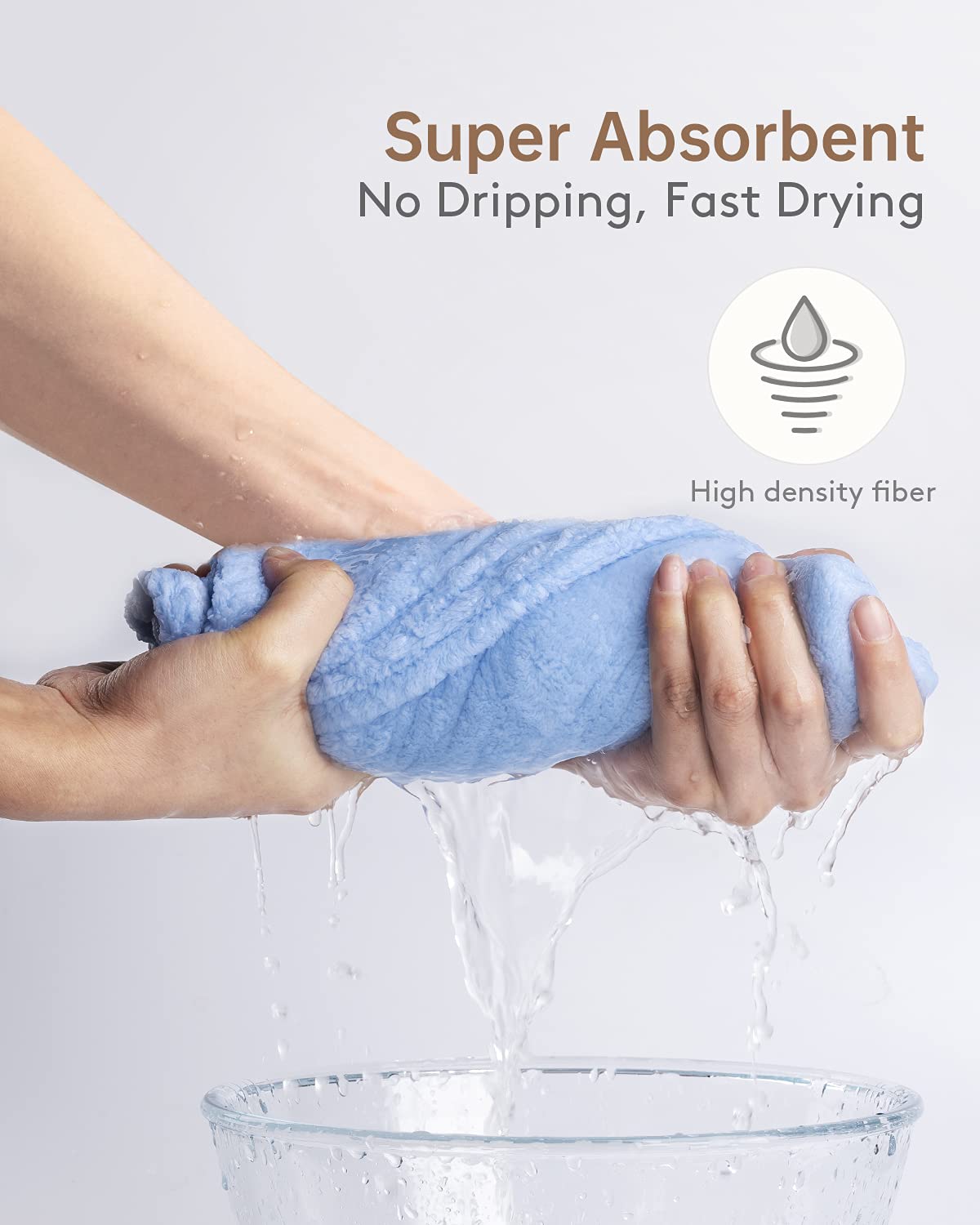 YFONG Microfiber Hair Towel 3 Pack, Hair Towel with Button, Super Absorbent Hair Towel Wrap for Curly Hair, Fast Drying Hair Tur