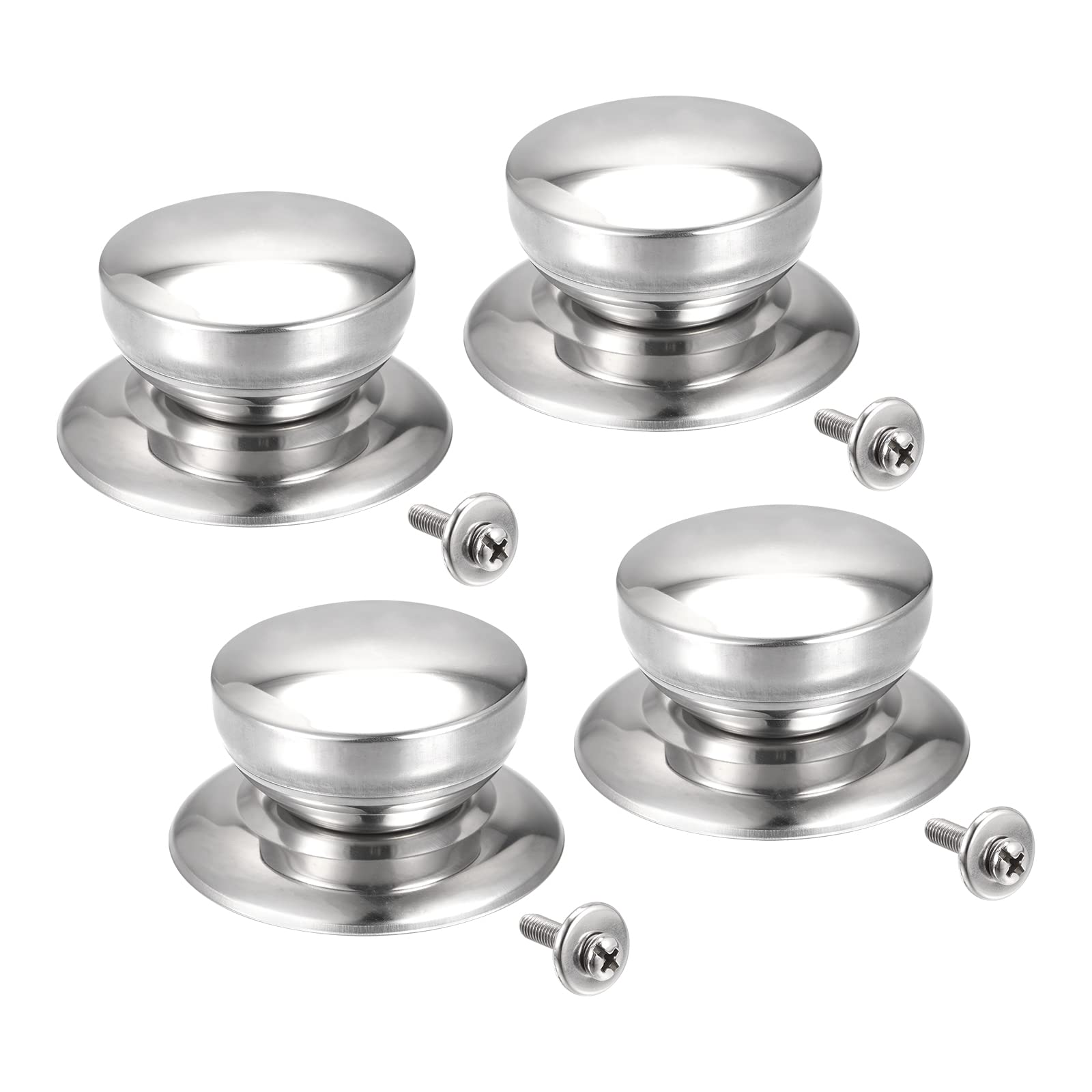 MECCANIXITY Universal Pot Lid Knob, Stainless Steel Replacement Knob 51x25mm for Glass,Stainless Steel Pan Cover Lid, Pack of 4