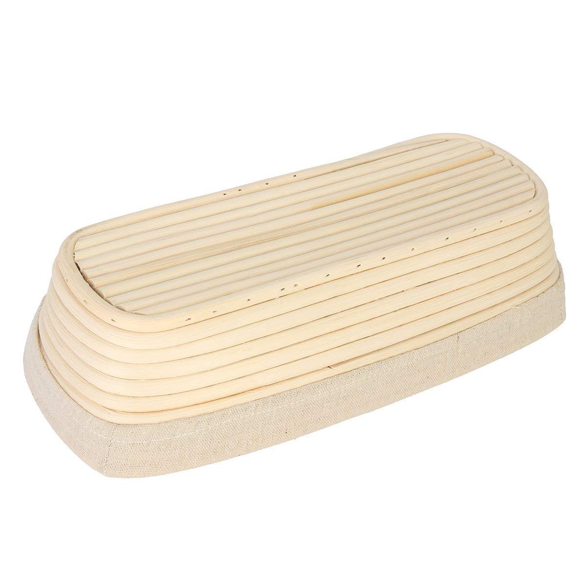 12 Inch Oblong Oval Banneton Bread Proofing Basket, Brotform Bread Dough Proofing Rattan Basket +Liner Combo Set
