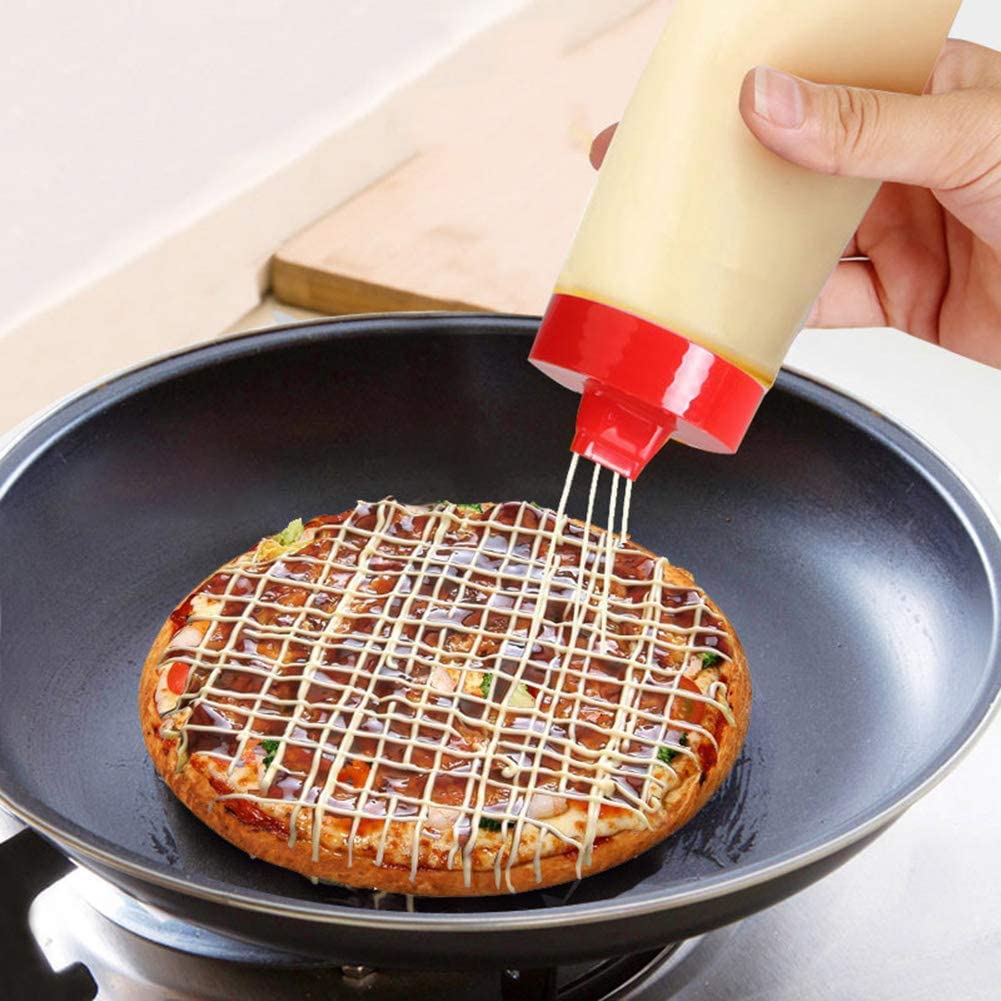 Aynefy Squeeze Bottle, 300Ml Plastic Squeeze Condiment Bottles With 4-Hole, Ketchup Squeeze Bottle, Sauce Bottle, For Ketchup Ja