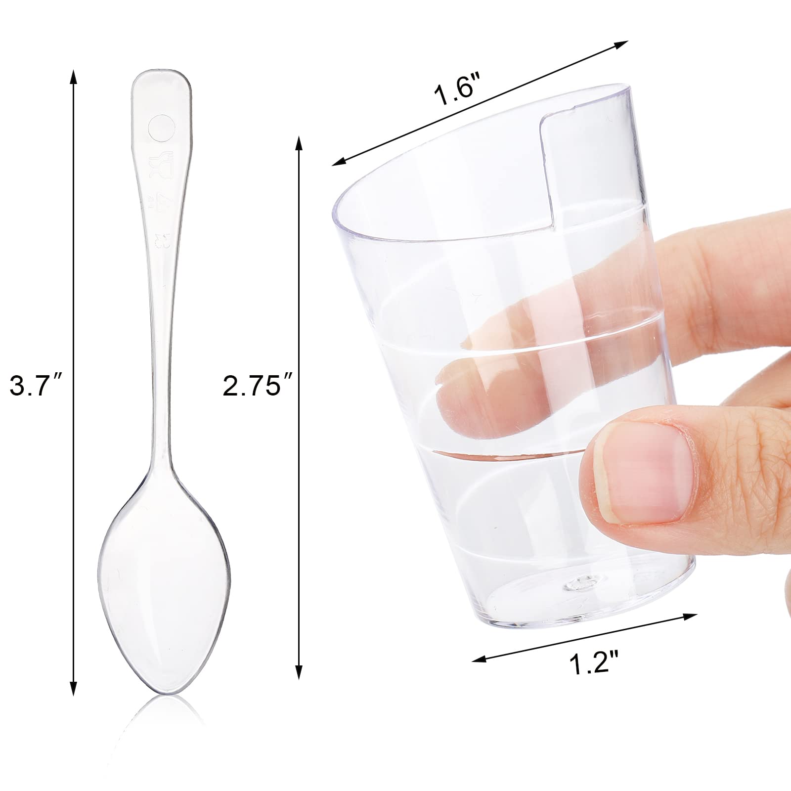 Fasmov 100 Pack 2 Oz Mini Dessert Cups With 100 Spoons, Clear Plastic Parfait Appetizer Cup For Tasting Party Desserts Appetizer
