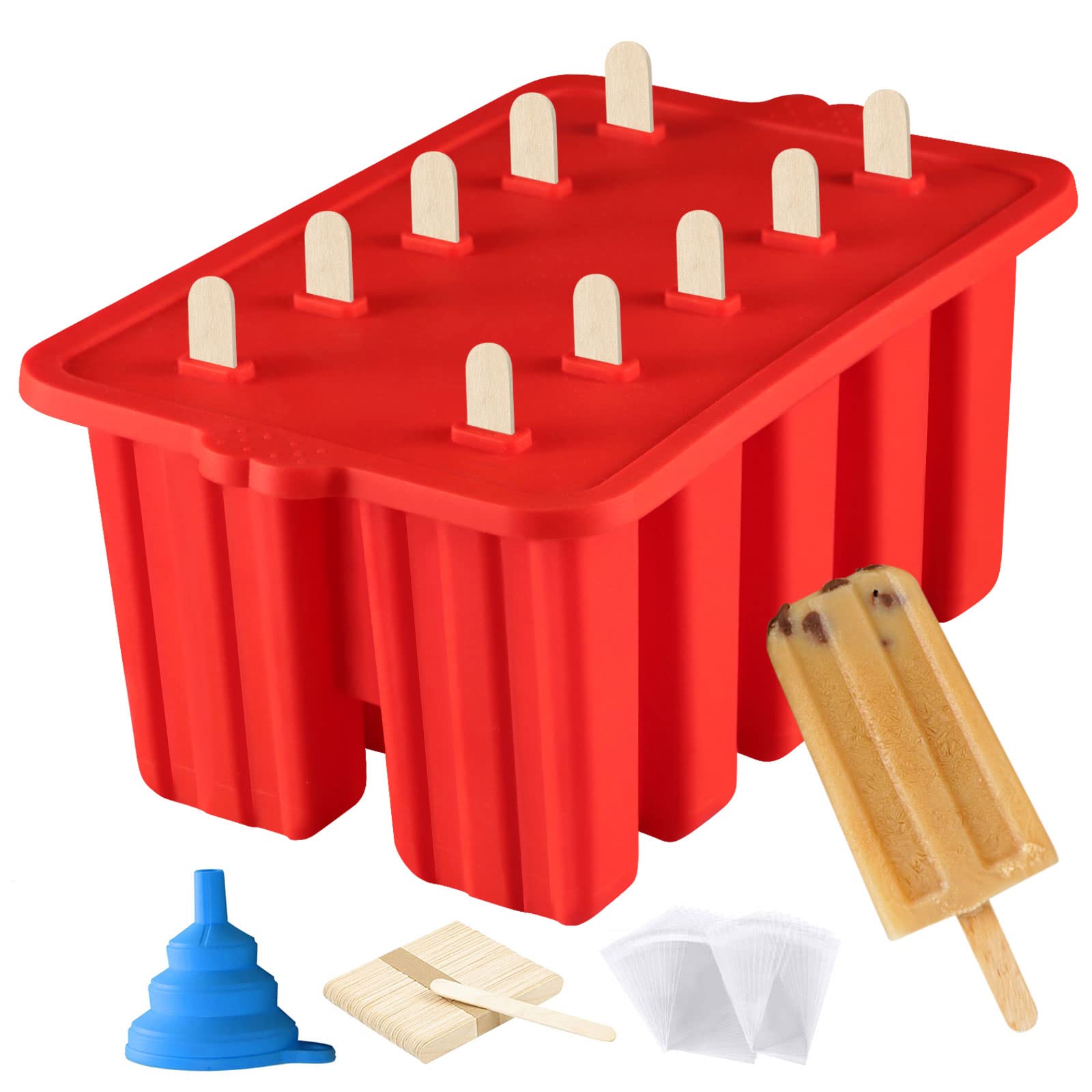 Silicone Popsicles Molds, Homemade Ice Popsice Molds Food Grade Bpa-Free With Popsicles Maker Sticks Popsicles Bags A Funnel, Po