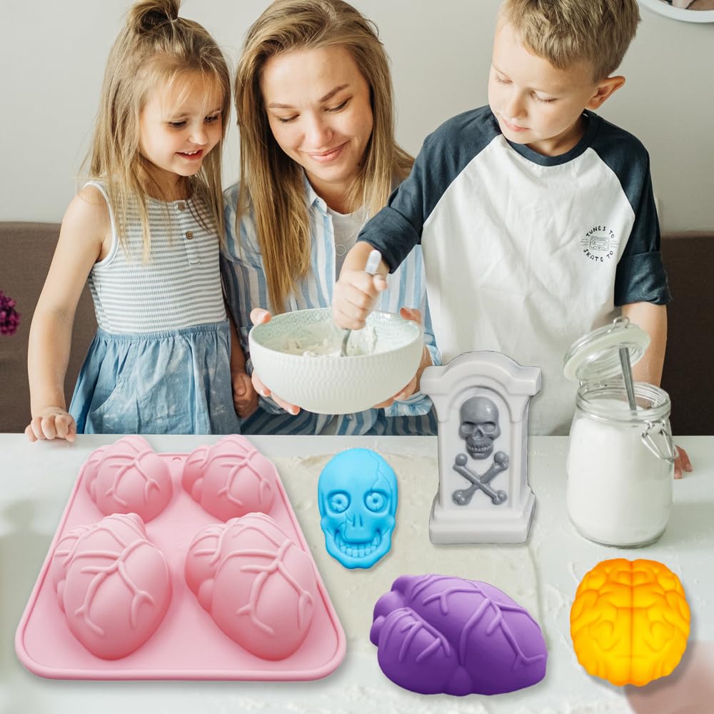 3D Human Heart Silicone Molds, 2 Pack Realistic Halloween Organ Shapes Silicone Muffin Molds For Chocolate Pudding Dessert Jelly