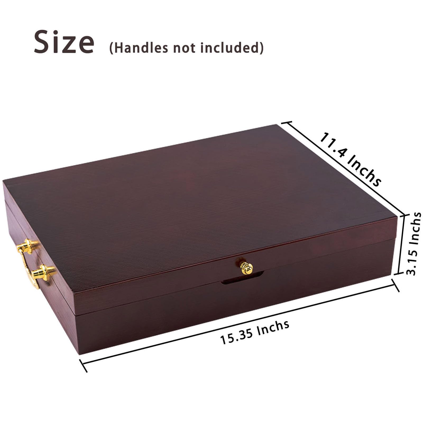 GENRICE Wooden Silverware Chest - Felt Lined Storage for 12 Utensils, Portable with Handle