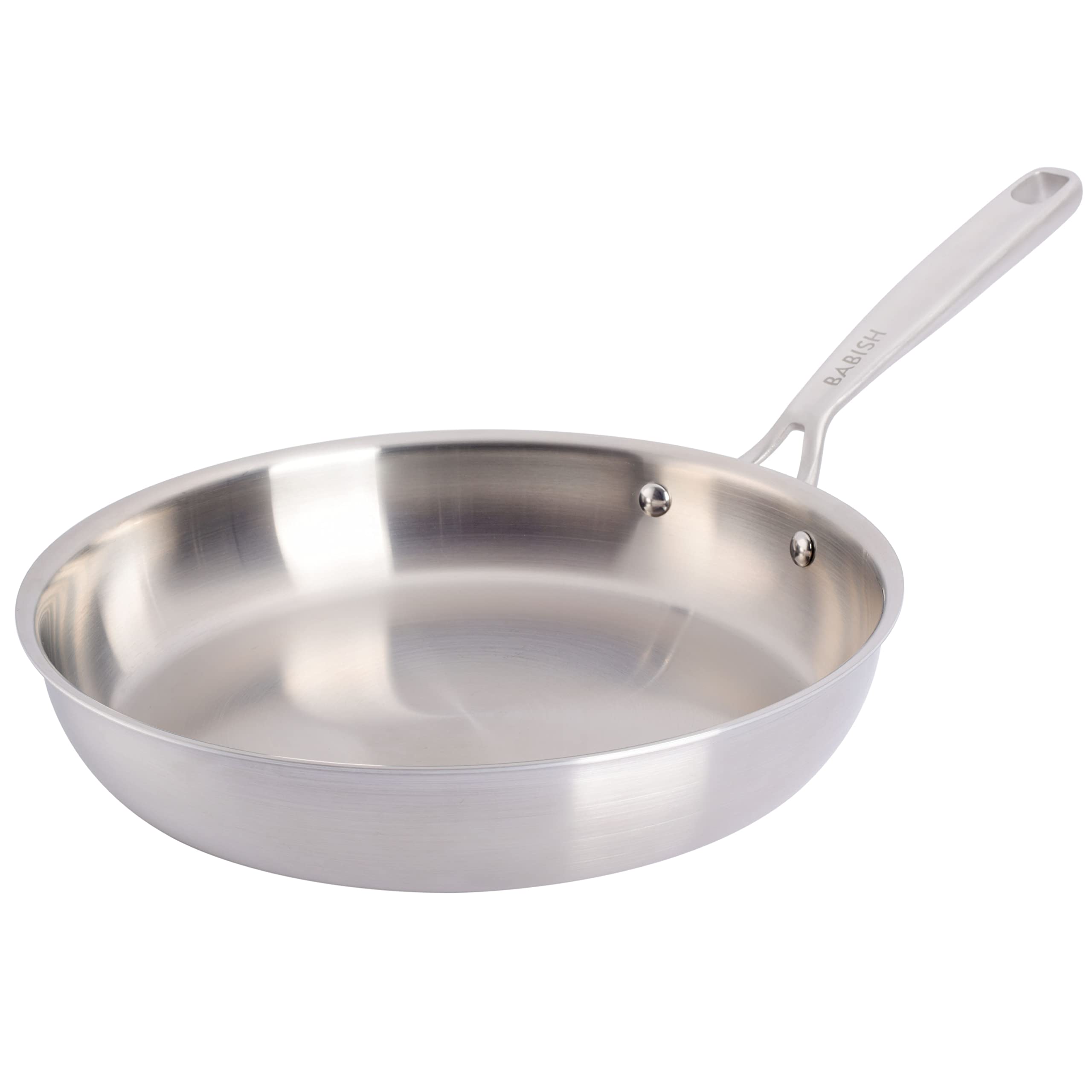Babish 10-Inch Tri-Ply Stainless Steel Frying Pan - Professional Grade Skillet for Searing, Saut  ing & Everyday Cooking