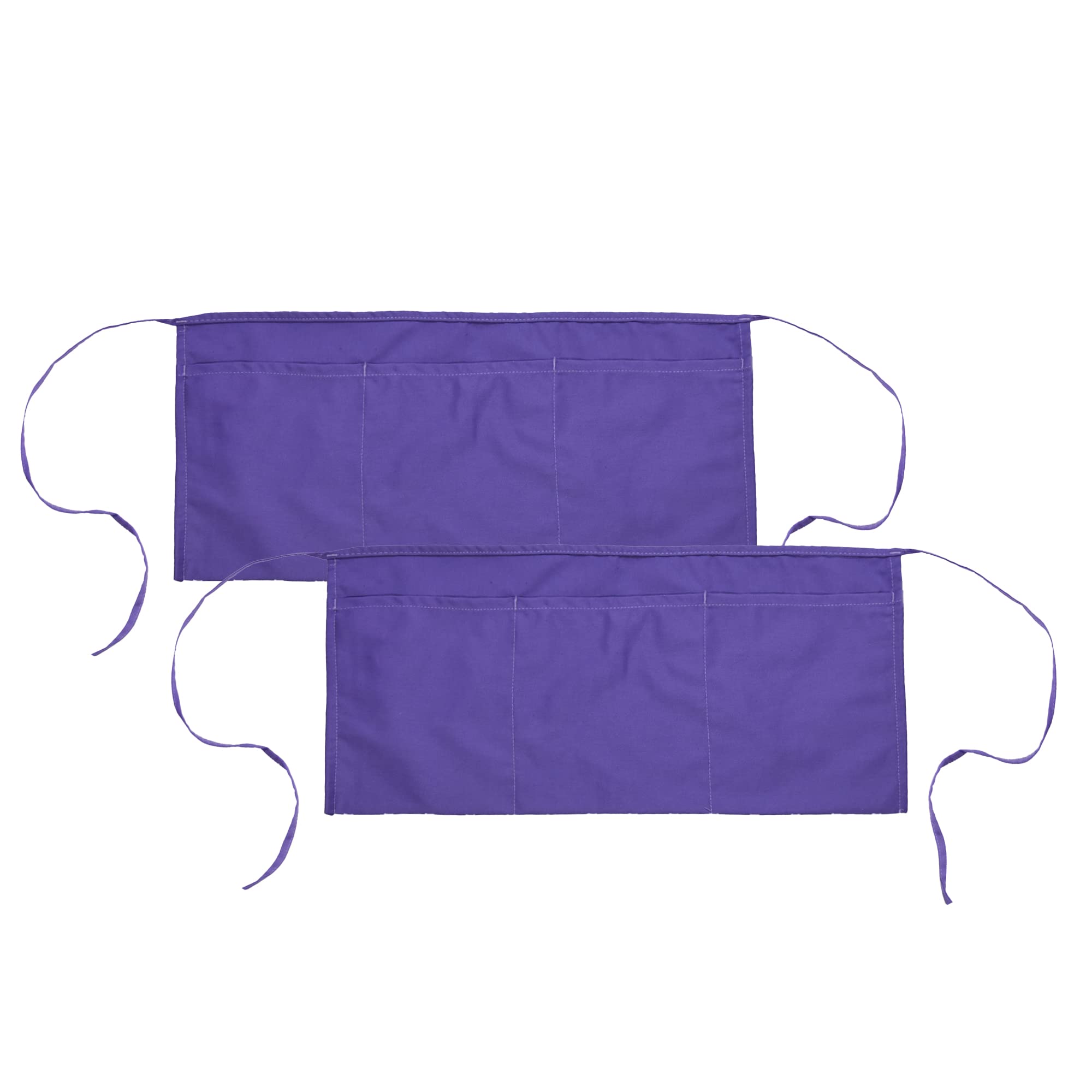 Dalix Waist Aprons Commercial Restaurant Home Bib Spun Poly Cotton Kitchen (3 Pockets) (2, Purple)