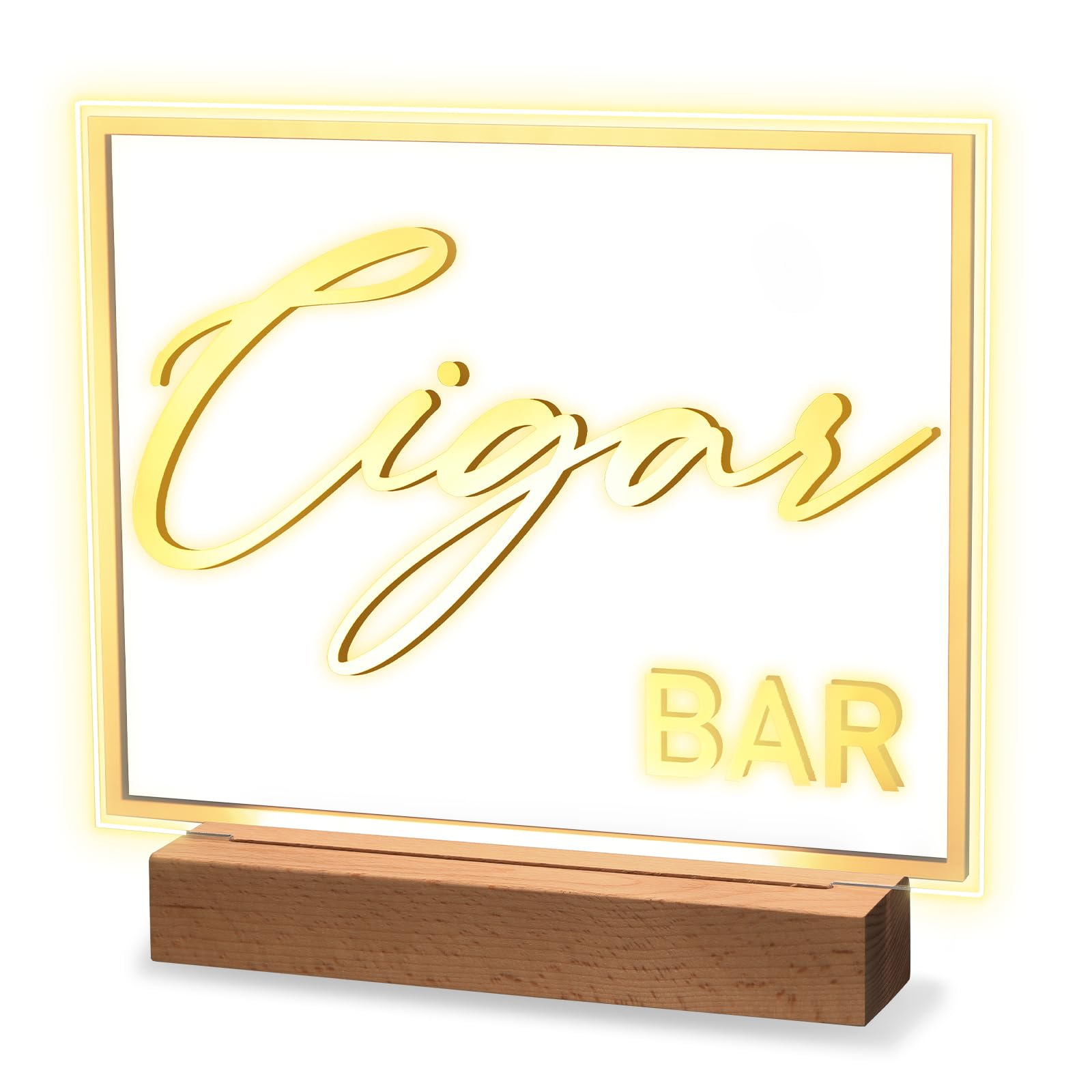 Hoolerry LED Acrylic Bar Table Sign 8 x 10 Neon Acrylic Table Centerpiece, Snack Candy Bar Centerpiece with Stand White Text for