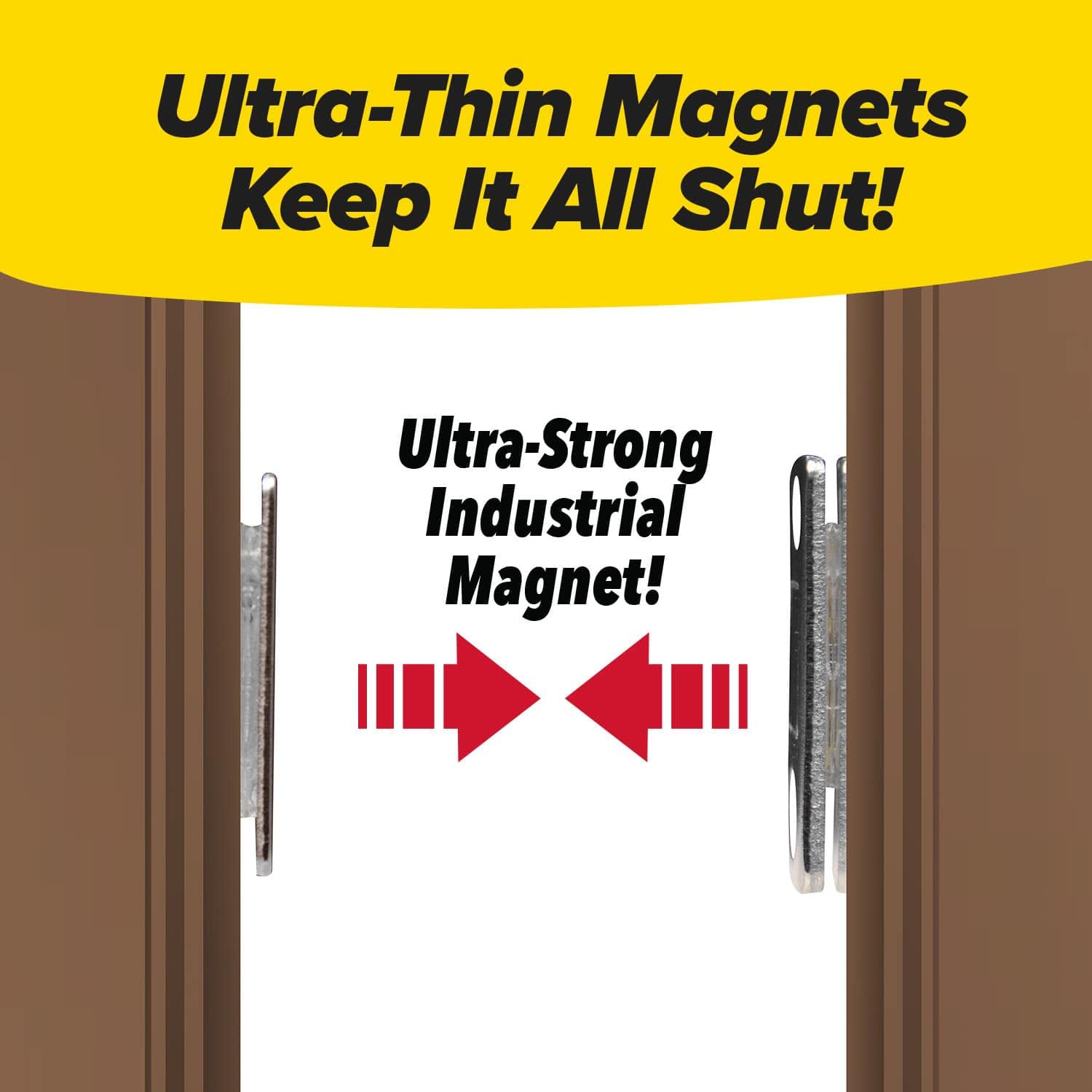 Ruby Monkey Magnets As-Seen-On-Tv, Ultra-Thin Magnetic Plates Keep It All Shut, Fast And Easy Installation, Just Peel & Stick, S