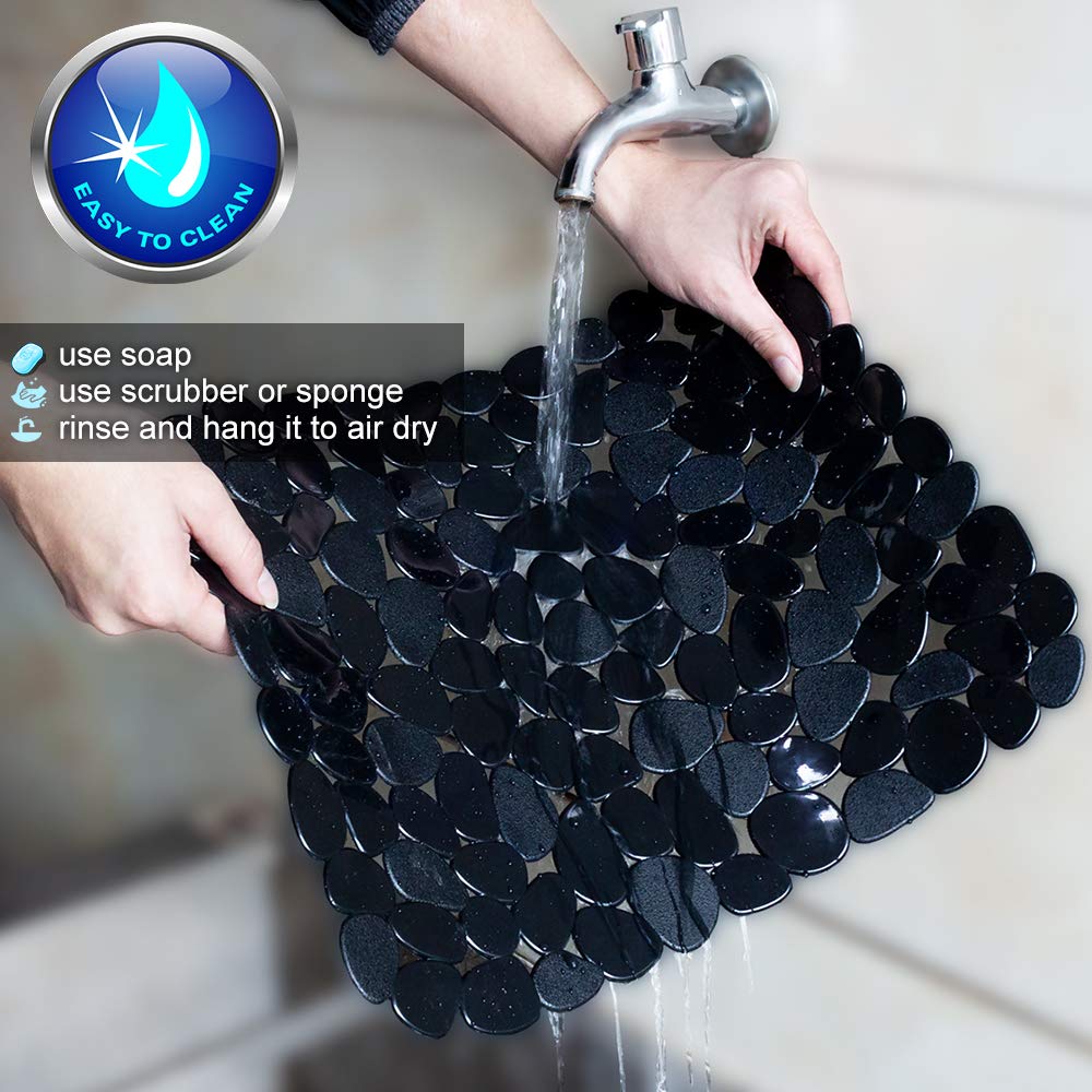 Bligli Pebble Sink Mat 2 Pack - PVC Sink Protectors, 15.7 x 11.8 inch, Black for Kitchen Sinks, Dish Drying Mat