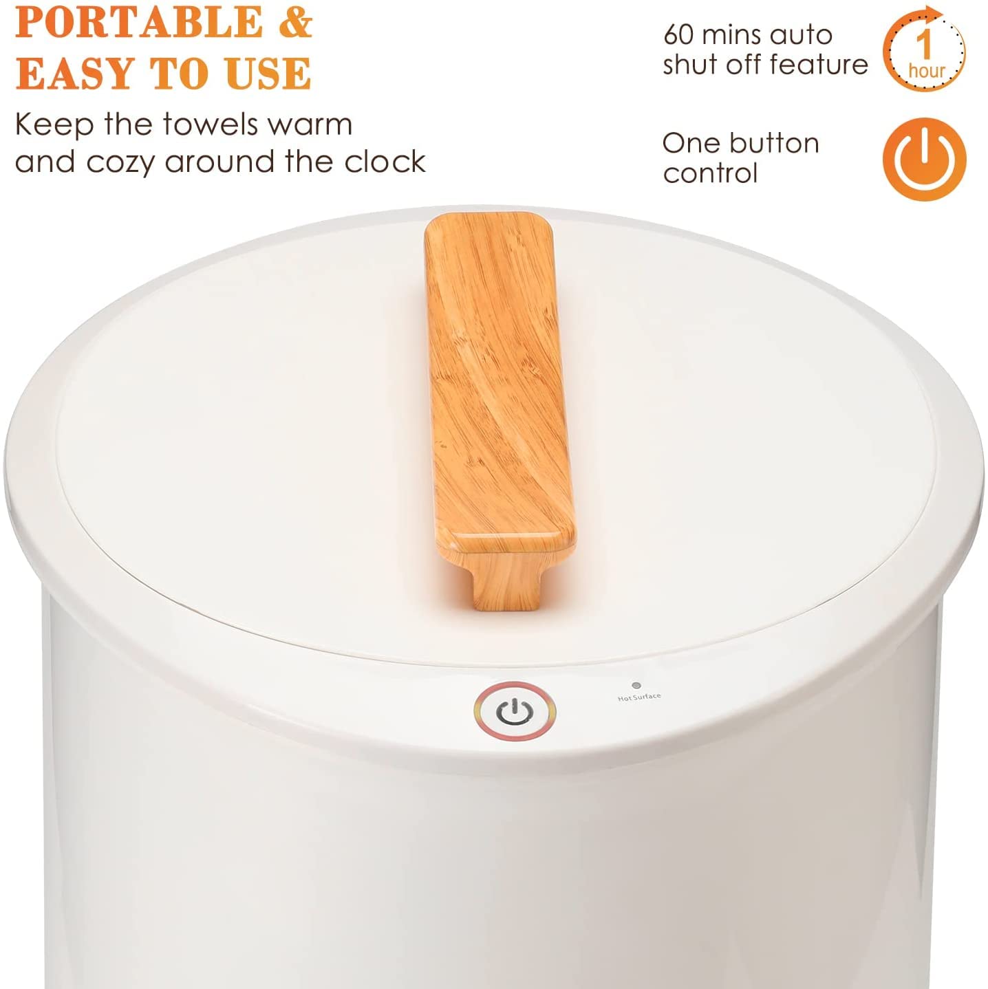 Keenray Luxury Towel Warmer - Large 13" x 13" x 19" Snow White, Fits Two 40"x70" Towels, Auto Shut Off, Polyester & Metal