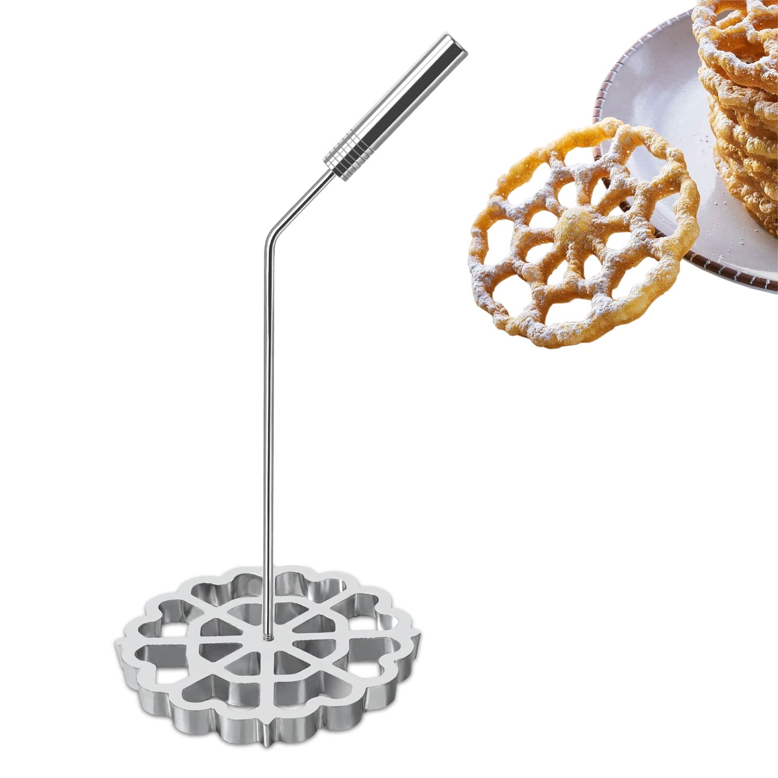 Bunuelos Mold With Handle,Rosette Timbale Iron Set Aluminum Waffle Molds With Handle,Funnel Cake Ring,Molde Para Buuelos De Vien