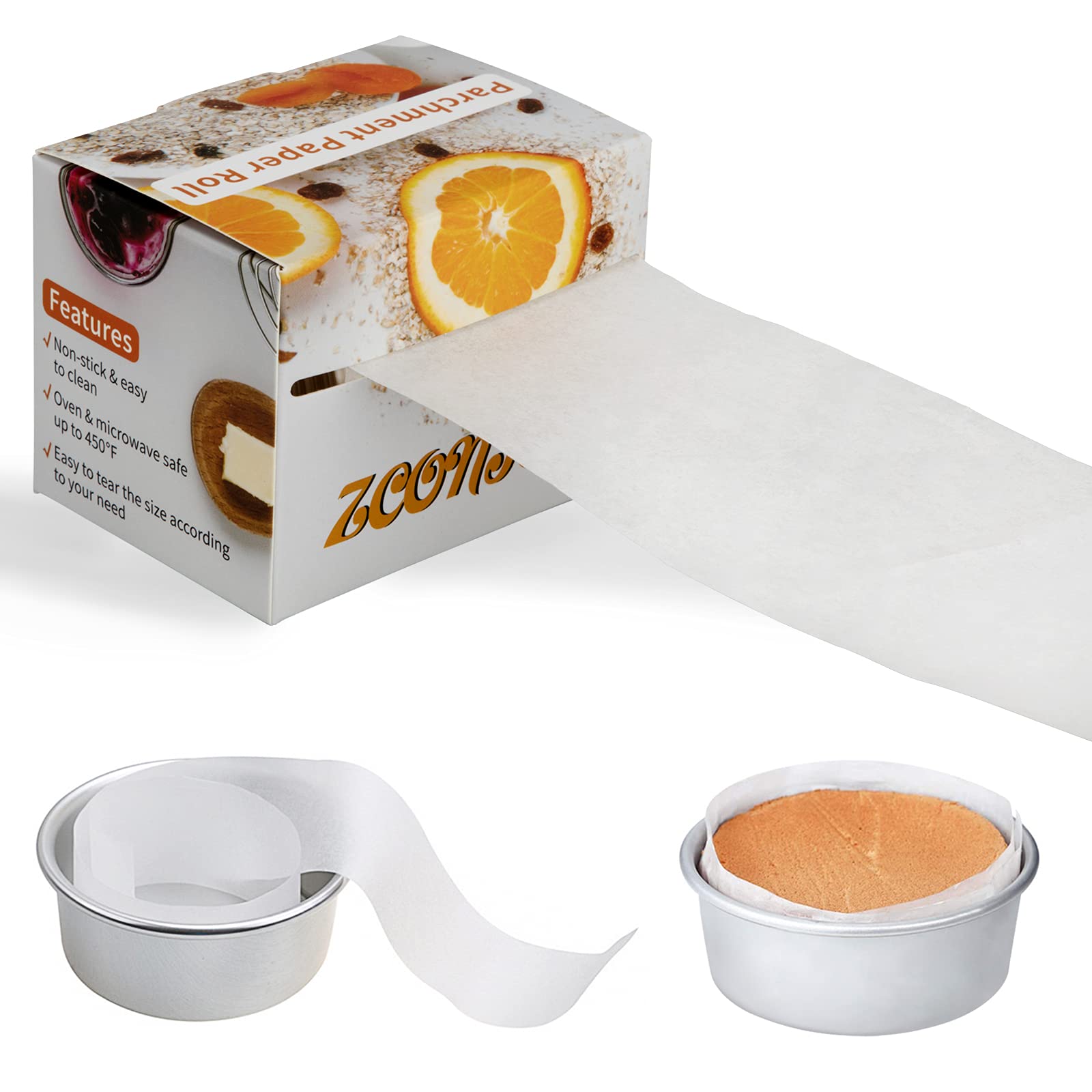 Non-stick Cake Pan Side Liner - Parchment Paper Strips for Cake Pan Circles, Bakeware Sheet Tray, Springform Pan, 2.75in x 164ft