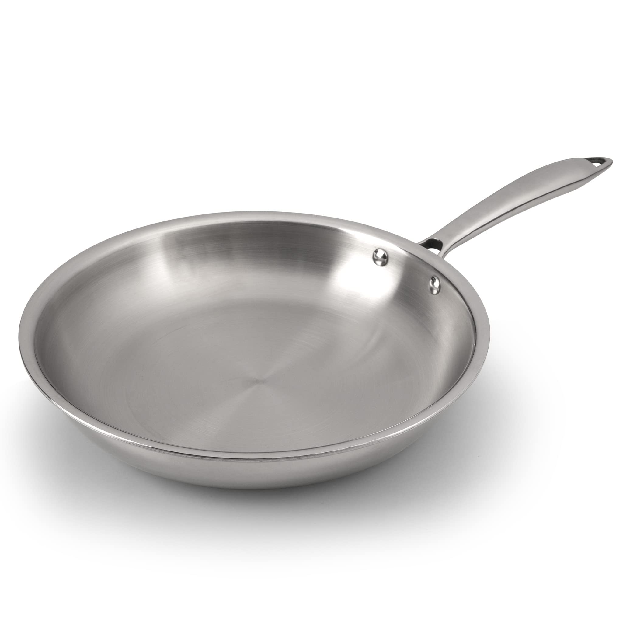 Agaro Regency Tri-Ply Steel Frying Pan, 1.5L Capacity, 24 Cm Diameter, Stainless Steel, Riveted Handle, Food Safe, Gas Oven And 
