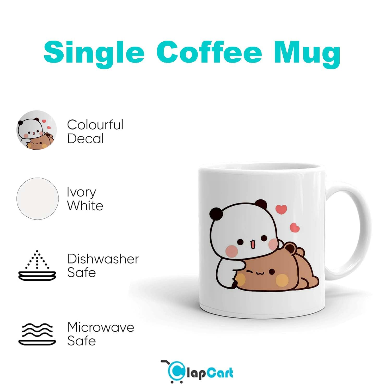 Clapcart Designer Printed Coffee Mug/Cup - White Ceramic Mug (Lazy Taddy Design Print), 360 Ml