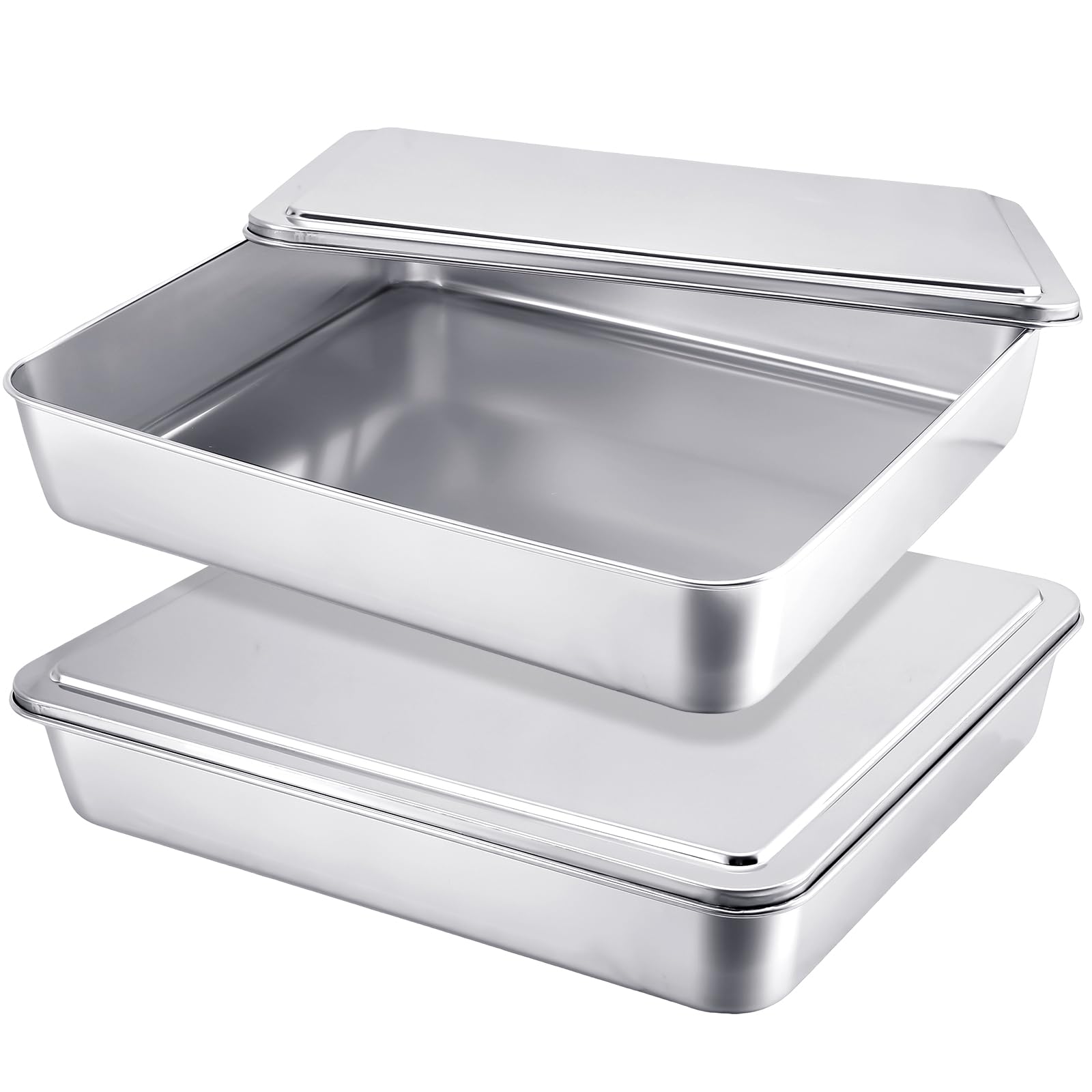 Funnymoom 2 Set Stainless Steel Cake Pan with Lid