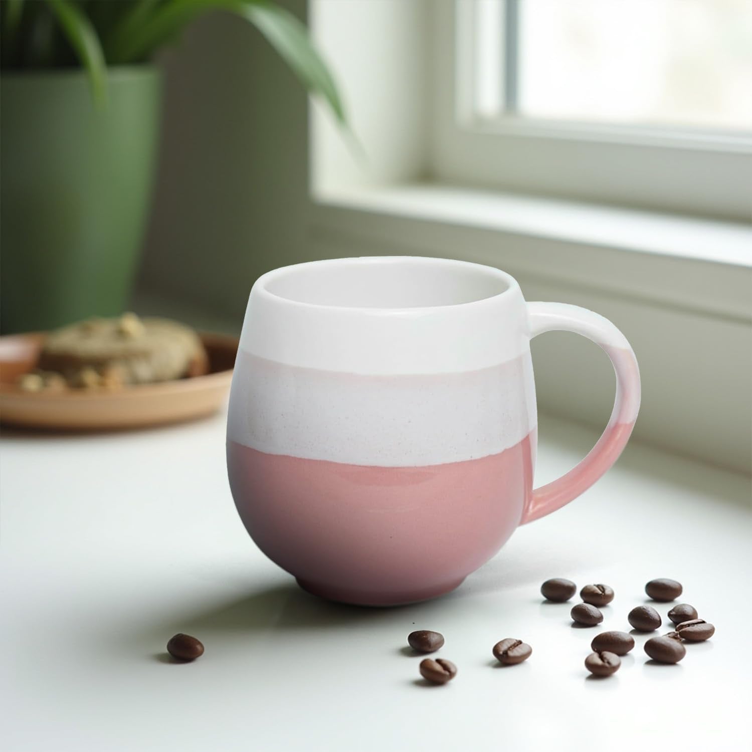 U & U UNIQUE UTILITIES Ceramic Coffee Mug Milk Cup for Home & Office Gift (Pink) - 450 ML