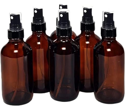 Vivaplex 6  Amber  4 oz Glass Bottles  with Black Fine Mist Sprayers