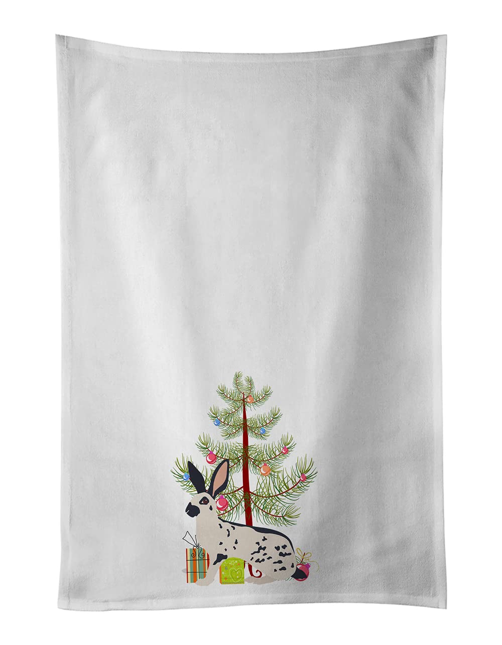 English Spot Rabbit Christmas White Kitchen Towel Set of 2
