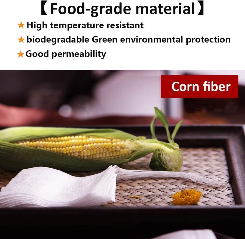 400Pcs Disposable Tea Bags For Loose Leaf Tea, Biodegradable Tea Filter Bags With Drawstring, Corn Fiber Empty Tea Bags For Loos