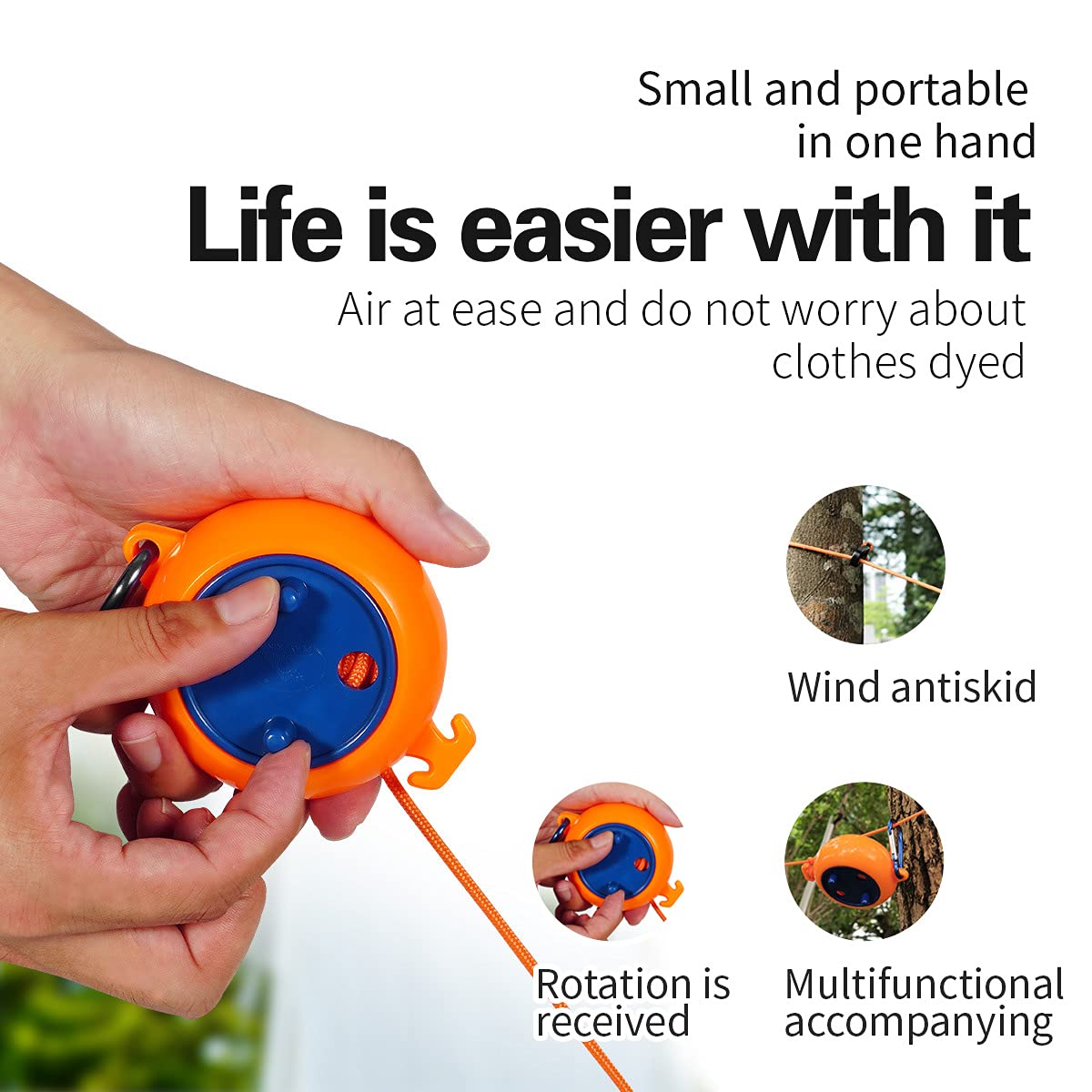 Portable Travel Clothesline Cord, Adjustable 26Ft Camping Clothes Line, Laundry Drying Rope For Hotel Trip,Camping,Backyard,Outd