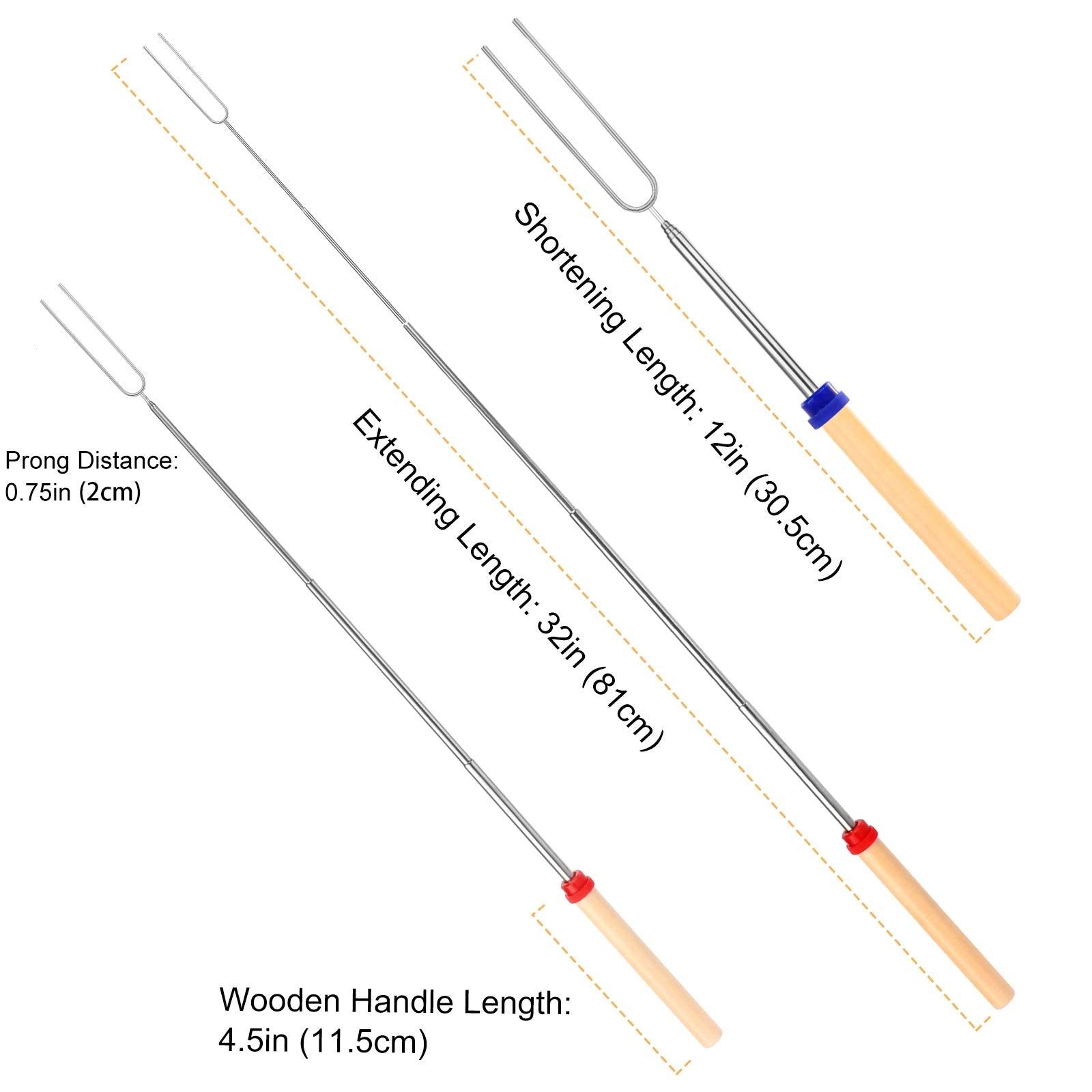 8 PCS Marshmallow Roasting Sticks  Telescoping Smores Sticks for Open Fire Pit  32 Inch Long Marshmallow Toasting Barbecue Forks BBQ Smores Skewers for Campfire Camping Hotdog Hot Dog Bonfire Grill