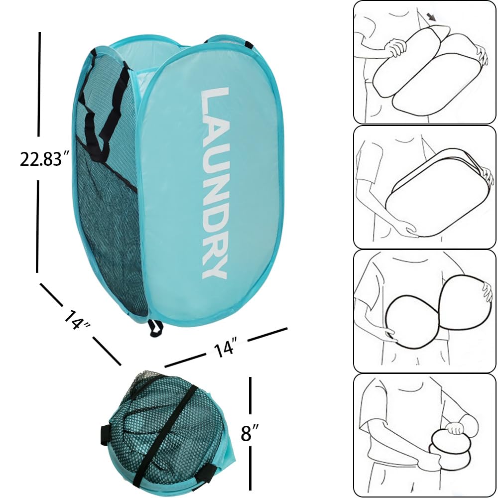 Buenod Mesh Popup Laundry Hampers, Collapsible Laundry Baskets, 2 Pack Clothes Hampers For Home, Bathroom, College Dorm, Rv Crui