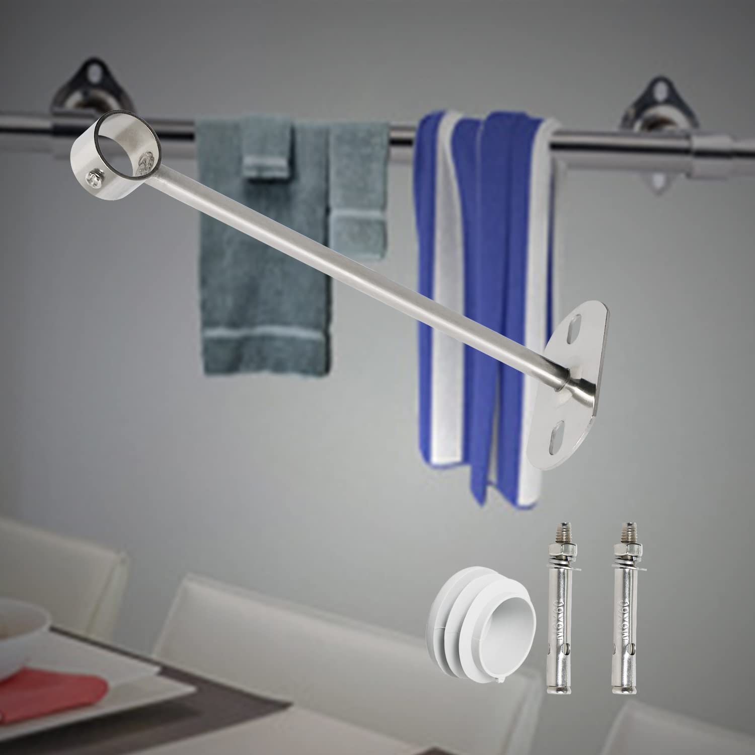 Aopin Closet Rod Brackets, 25Mm/1'' Curtain Rod Ceiling-Mount Brackets, Stainless Steel, Brushed Finish, Polished End Supports,