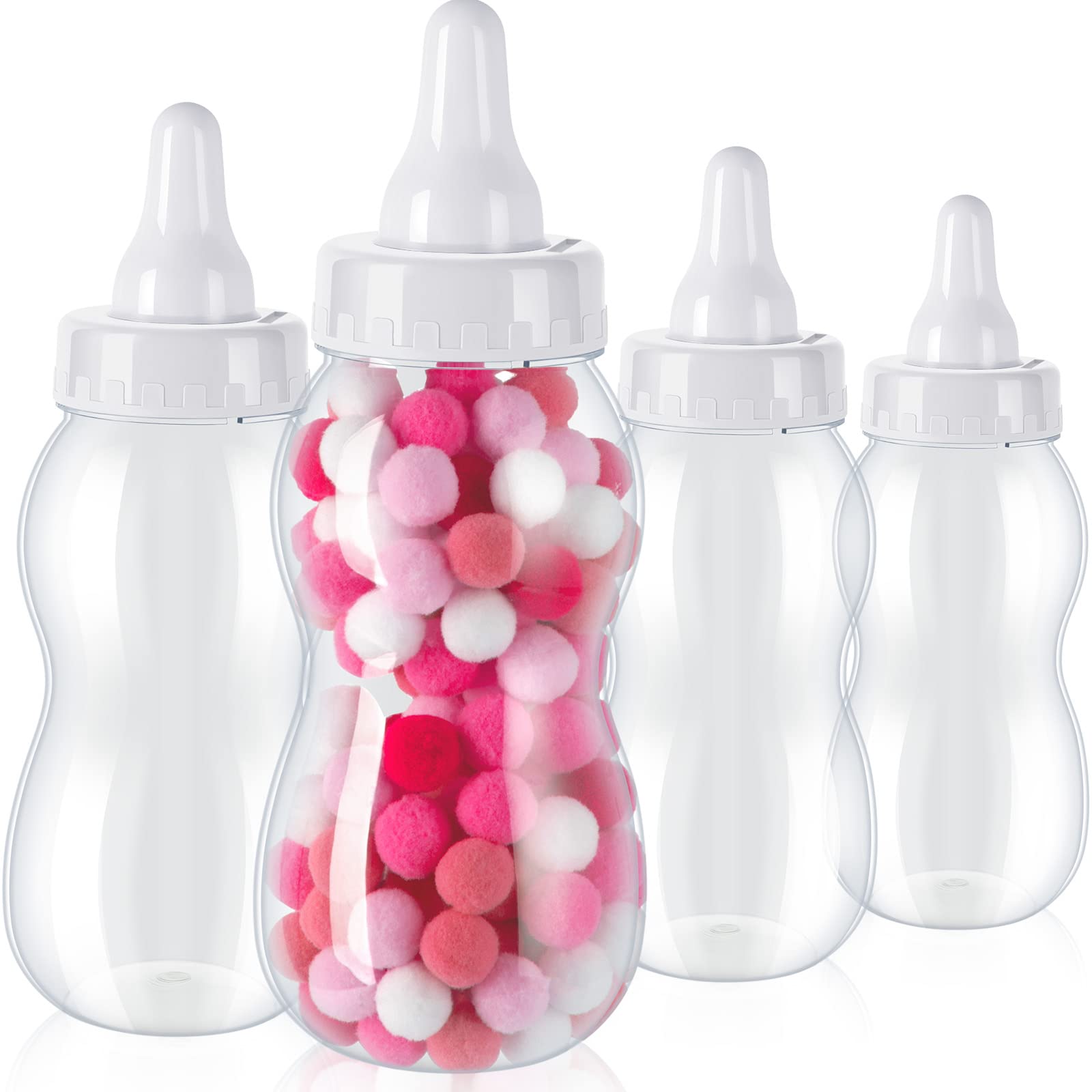 Tessco for you 4 Pcs Large Baby Milk Bottle Fillable Baby Shower 11 x 4 Inch Piggy Bank Plastic Container for Game and Gender Re
