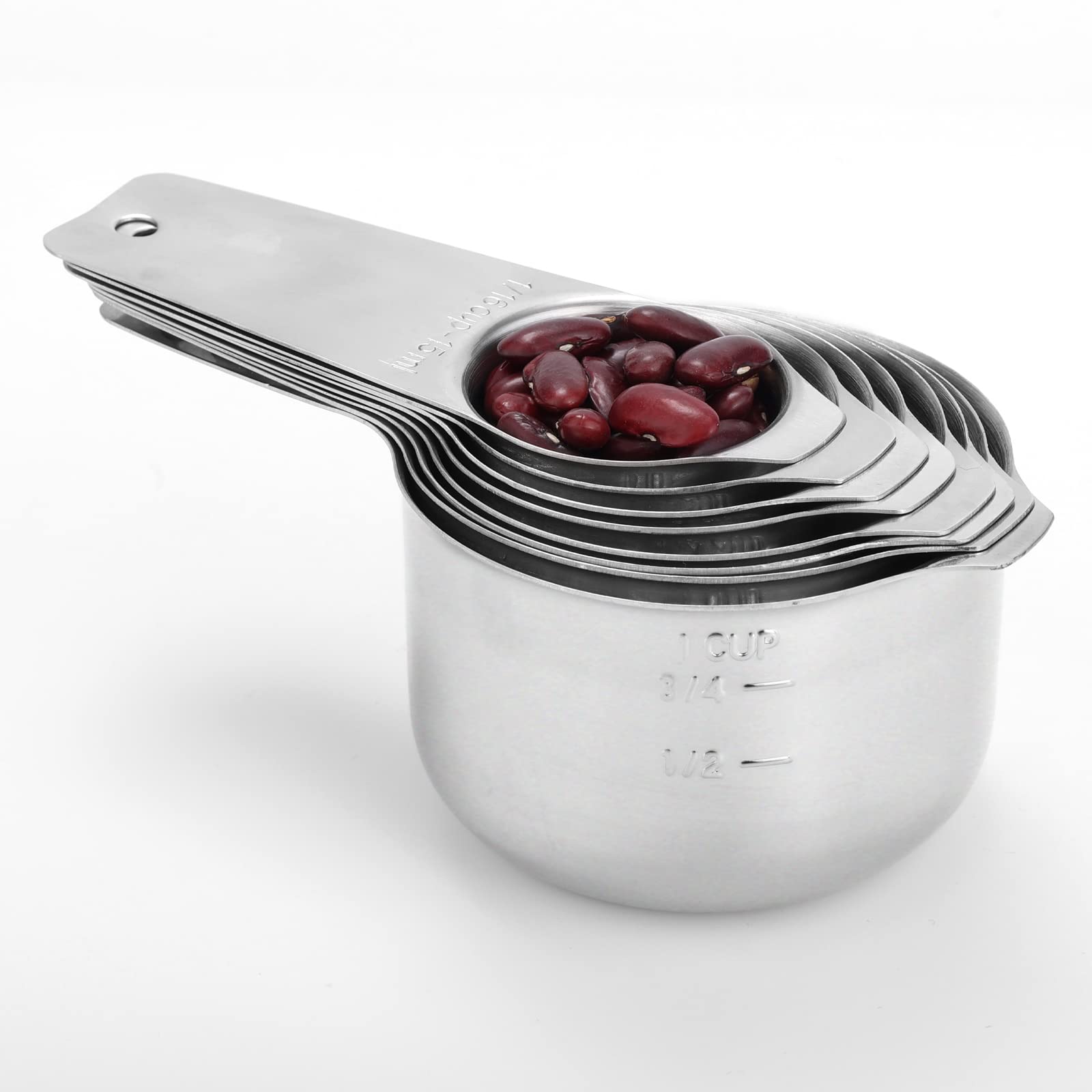 Dotinghux 8 Pcs Stainless Steel Measuring Cups Set, Kitchen Measuring Cup For Cooking And Baking