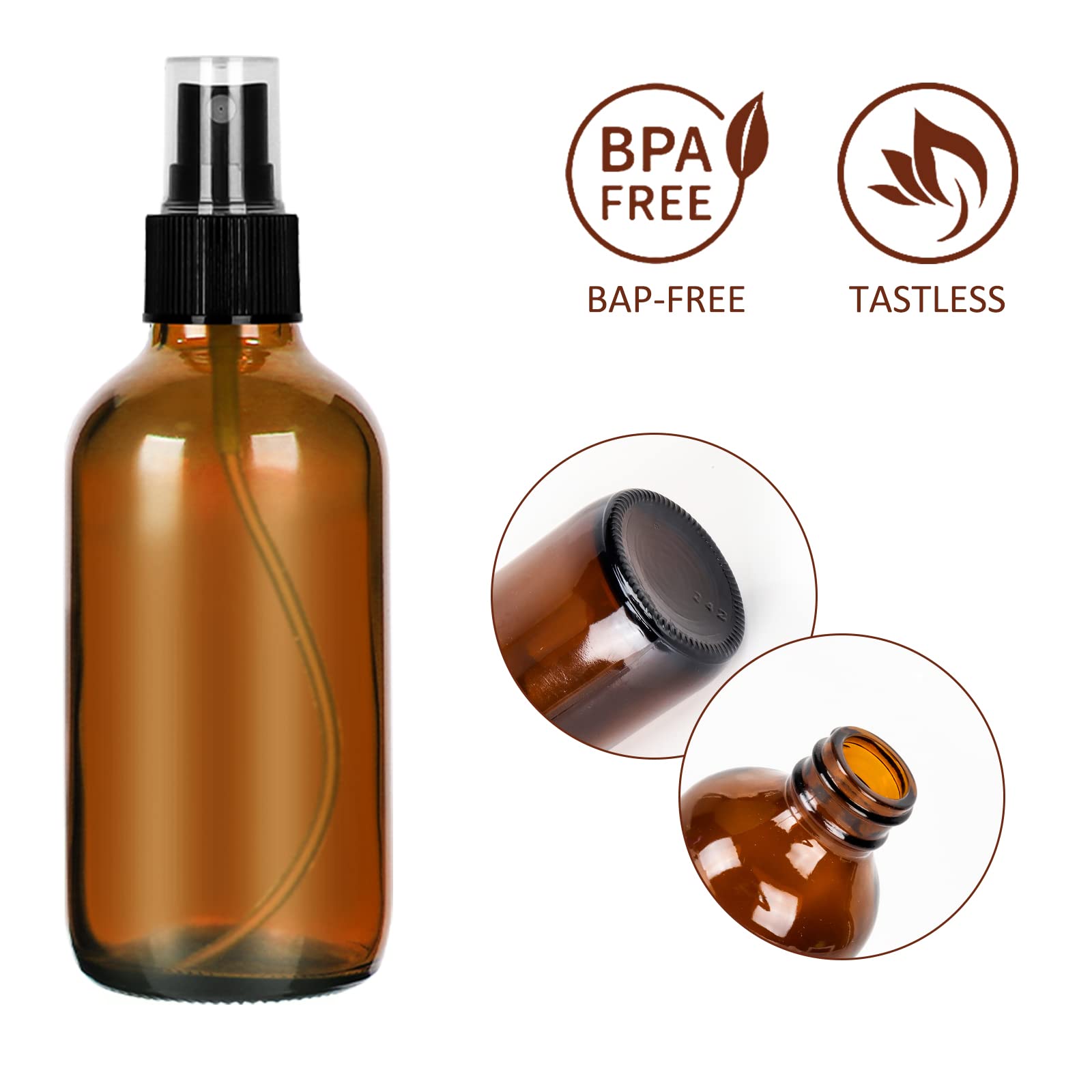Cyclemore 120Ml 16Pcs 4Oz Amber Glass Spray Bottles With Fine Mist Sprayers, Glass Travel Bottles For Cosmetic Essential Oils Cl
