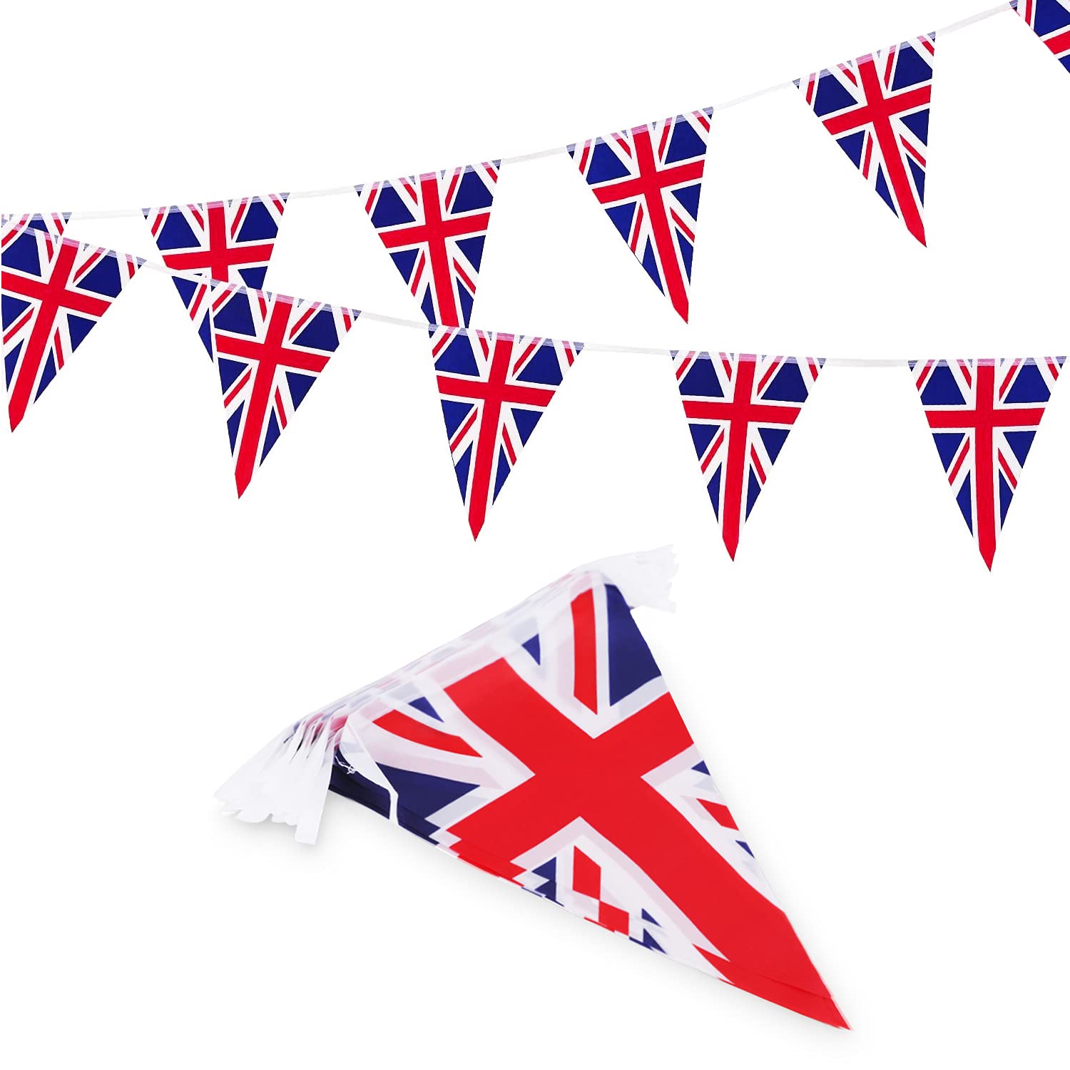 Fabric Union Jack Bunting String Flag 8M/26Ft Long With 25 Triangular Flags Bunting British Banners Party Decor British Uk Patri